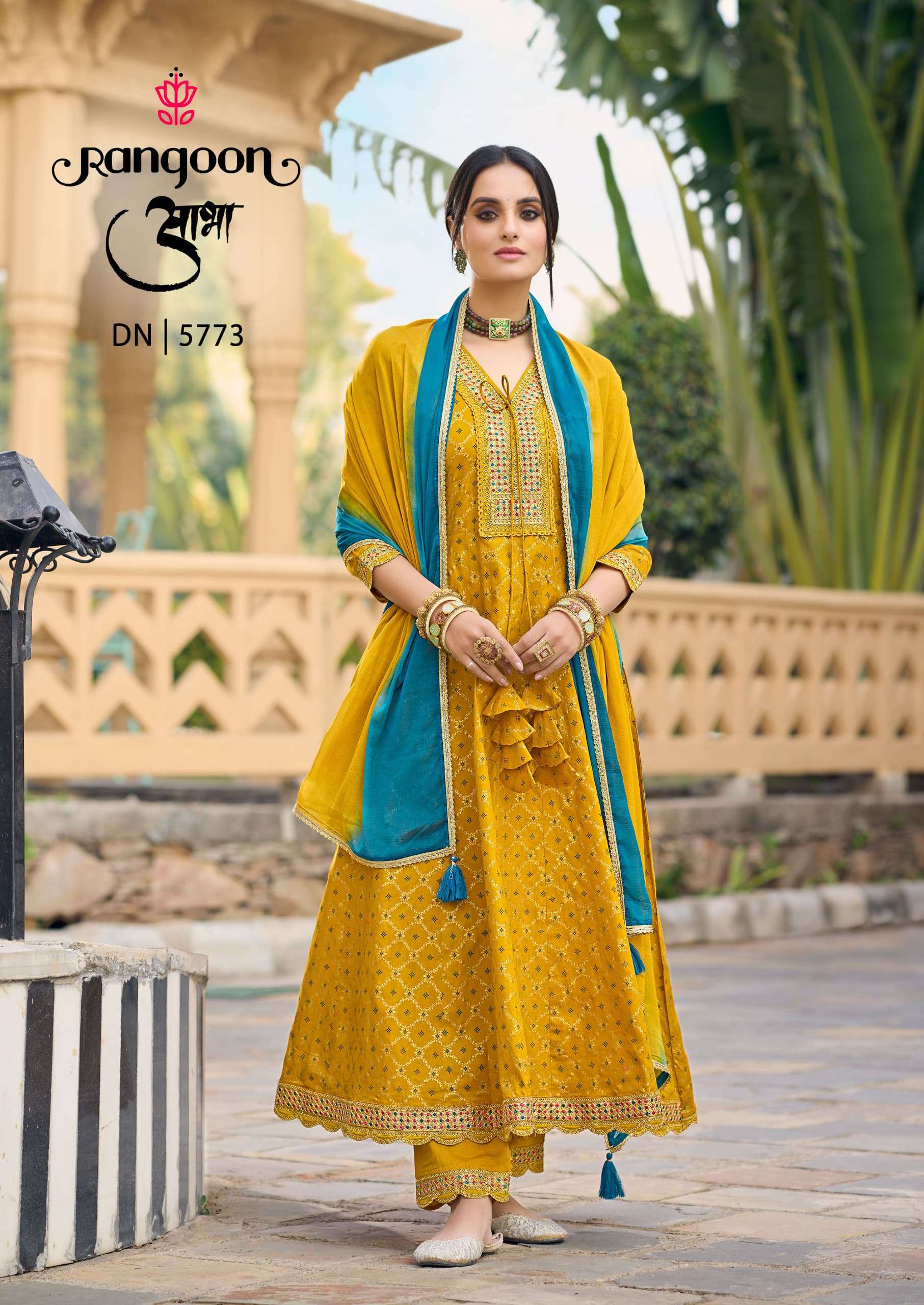 AABHA BY RANGOON IN PURE COTTON PRINT WITH FANCY CODEWORK AND ANARKALI STYLE