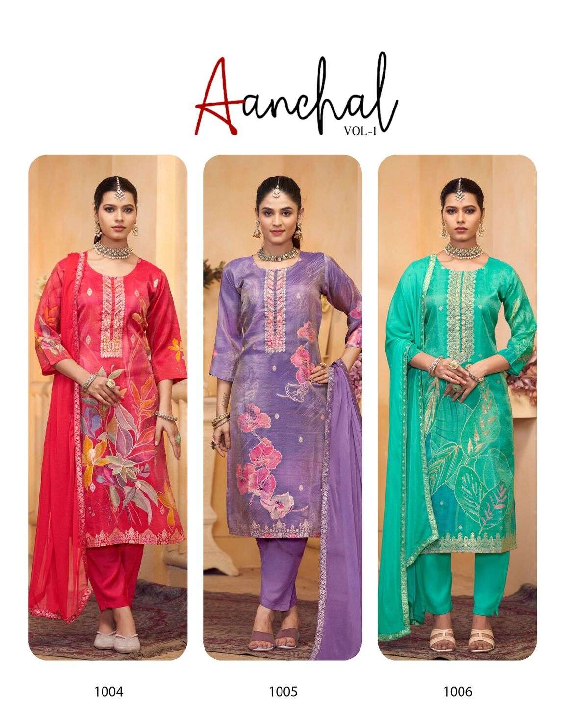 AANCHAL VOL-1 BY RADHIKA LIFE STYLE IN PURE TISSUE SCHIMMER SILK WITH HANDWORK
