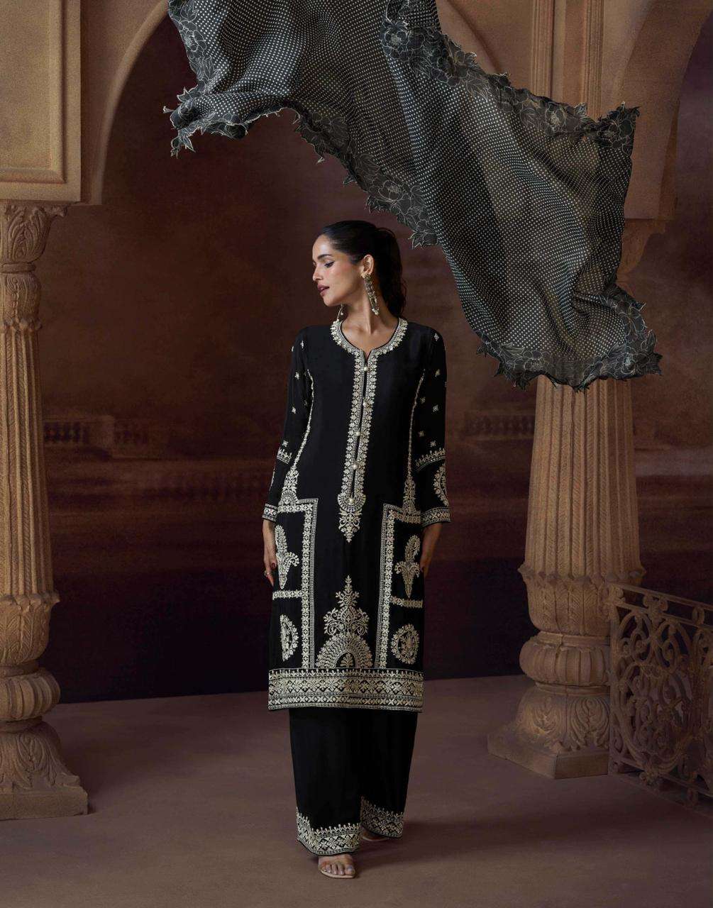 ALEMZEB BY SAYURI DESIGNER IN PREMIUM REAL CHINON SILK FULL HEAVY LOOK EMBROIDERED