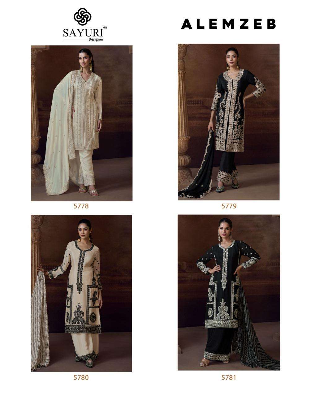 ALEMZEB BY SAYURI DESIGNER IN PREMIUM REAL CHINON SILK FULL HEAVY LOOK EMBROIDERED