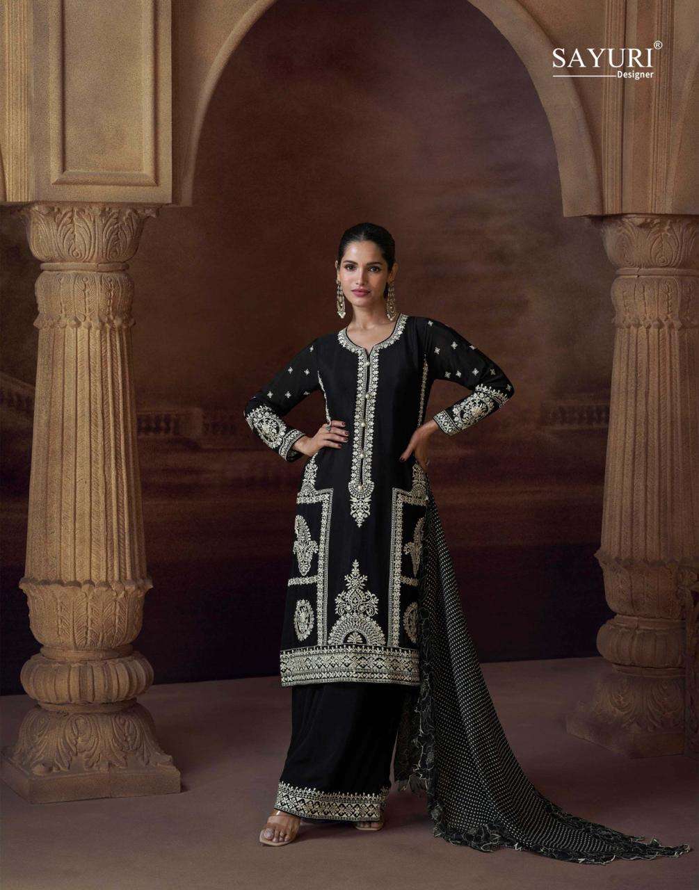 ALEMZEB BY SAYURI DESIGNER IN PREMIUM REAL CHINON SILK FULL HEAVY LOOK EMBROIDERED
