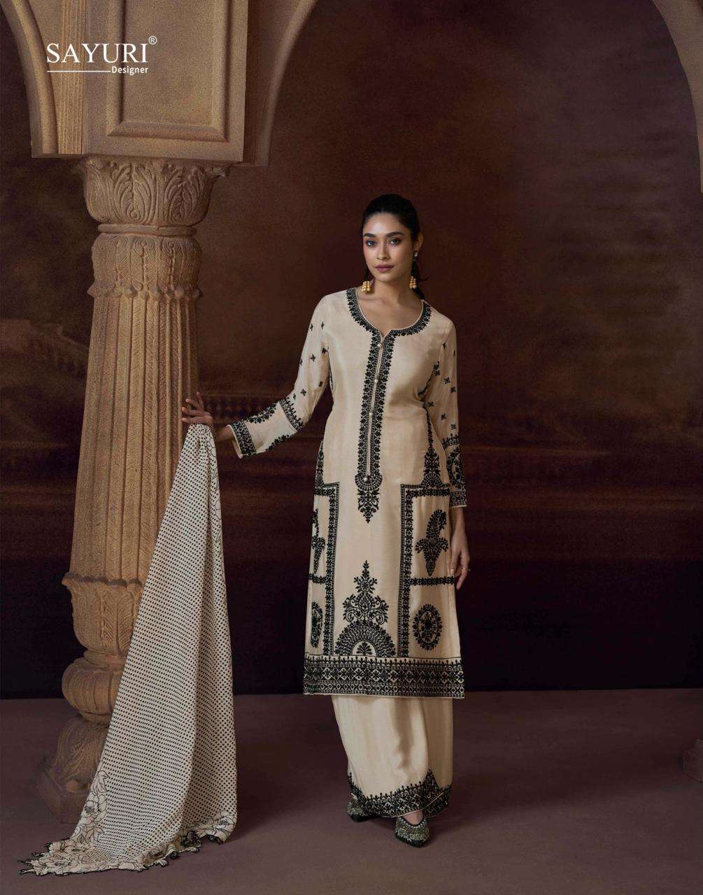 ALEMZEB BY SAYURI DESIGNER IN PREMIUM REAL CHINON SILK FULL HEAVY LOOK EMBROIDERED