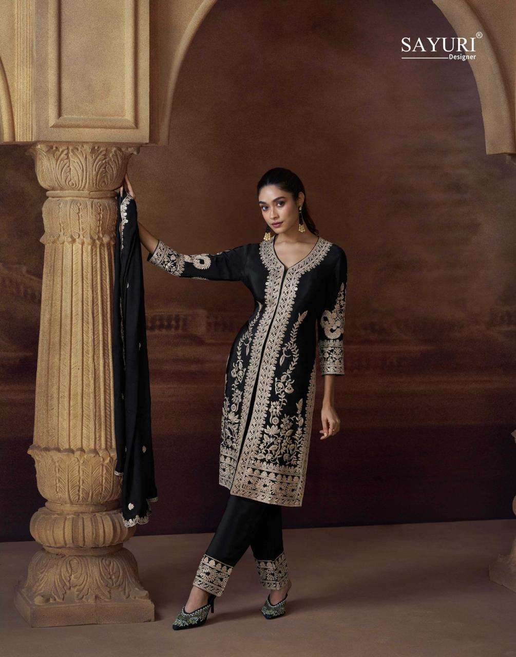 ALEMZEB BY SAYURI DESIGNER IN PREMIUM REAL CHINON SILK FULL HEAVY LOOK EMBROIDERED
