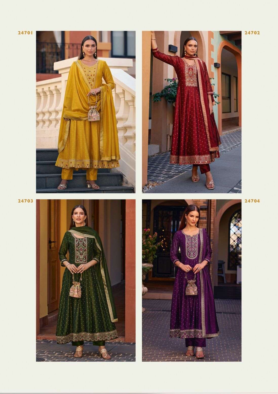 ANARKALI BY LILY & LALI IN VICHITRA SILK ANARKALI STYLE DRESS WITH EMBROIDERY & HANDWORK