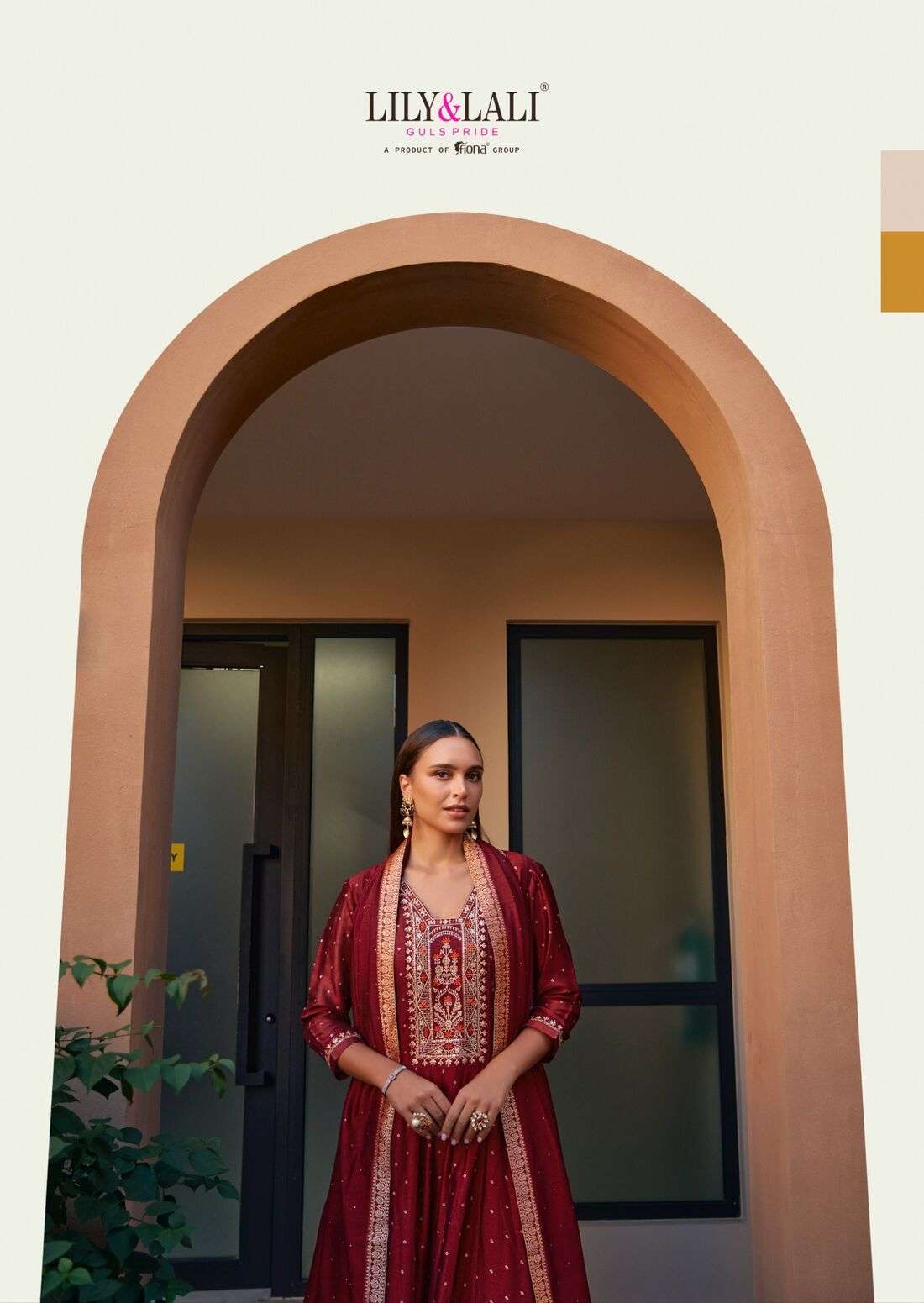 ANARKALI BY LILY & LALI IN VICHITRA SILK ANARKALI STYLE DRESS WITH EMBROIDERY & HANDWORK