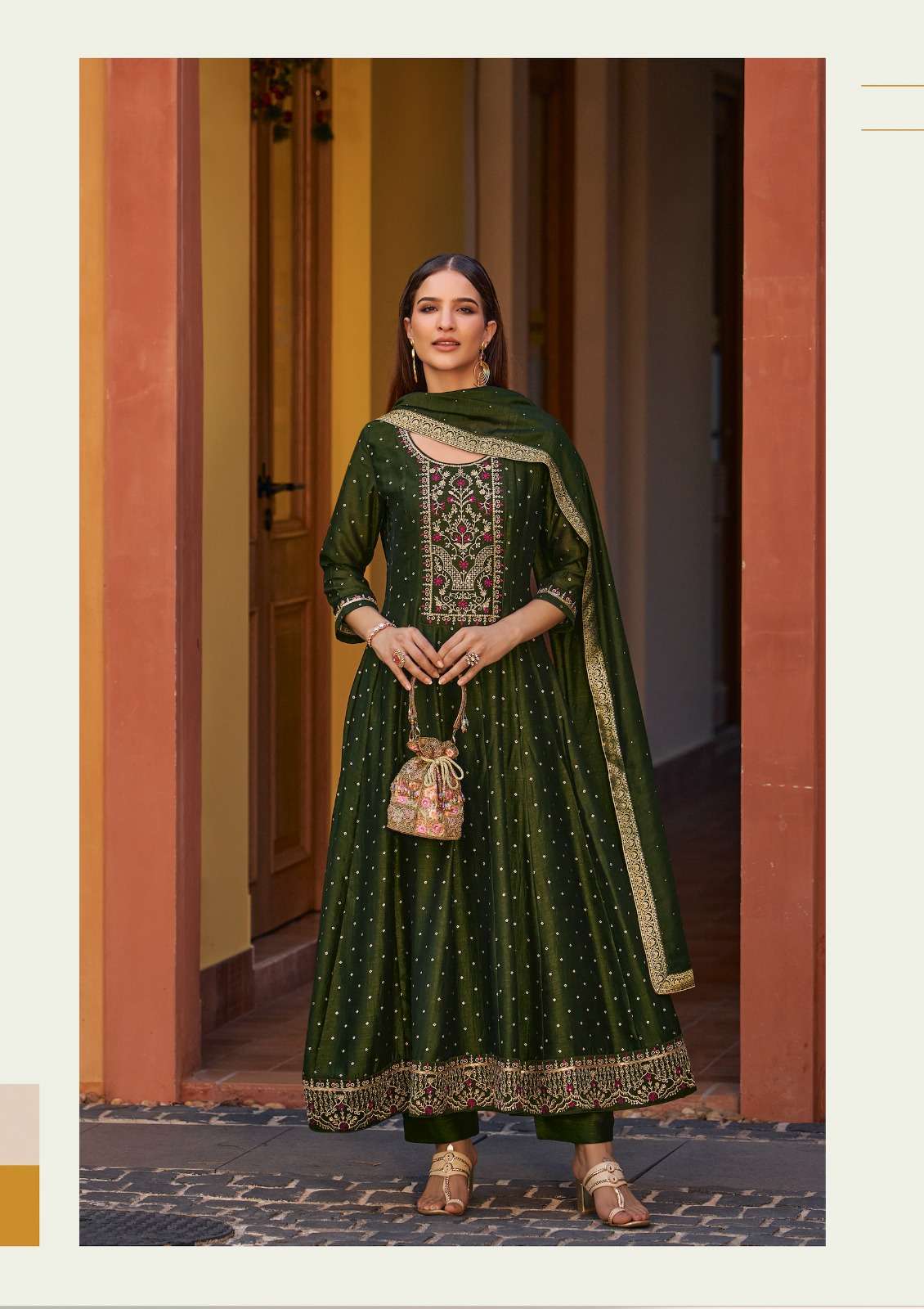 ANARKALI BY LILY & LALI IN VICHITRA SILK ANARKALI STYLE DRESS WITH EMBROIDERY & HANDWORK