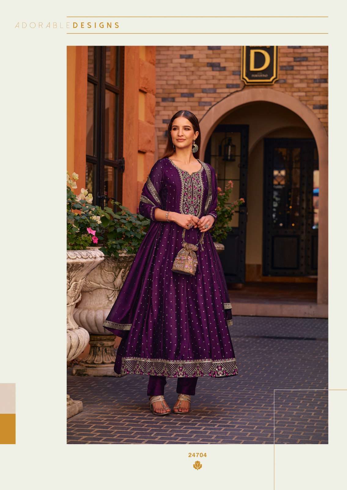 ANARKALI BY LILY & LALI IN VICHITRA SILK ANARKALI STYLE DRESS WITH EMBROIDERY & HANDWORK