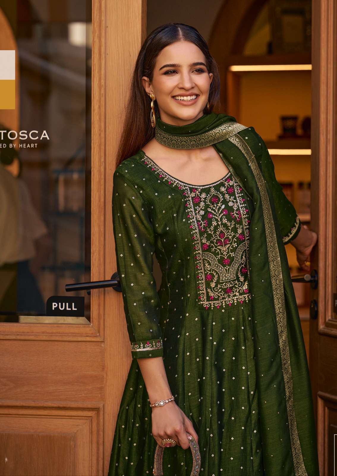 ANARKALI BY LILY & LALI IN VICHITRA SILK ANARKALI STYLE DRESS WITH EMBROIDERY & HANDWORK