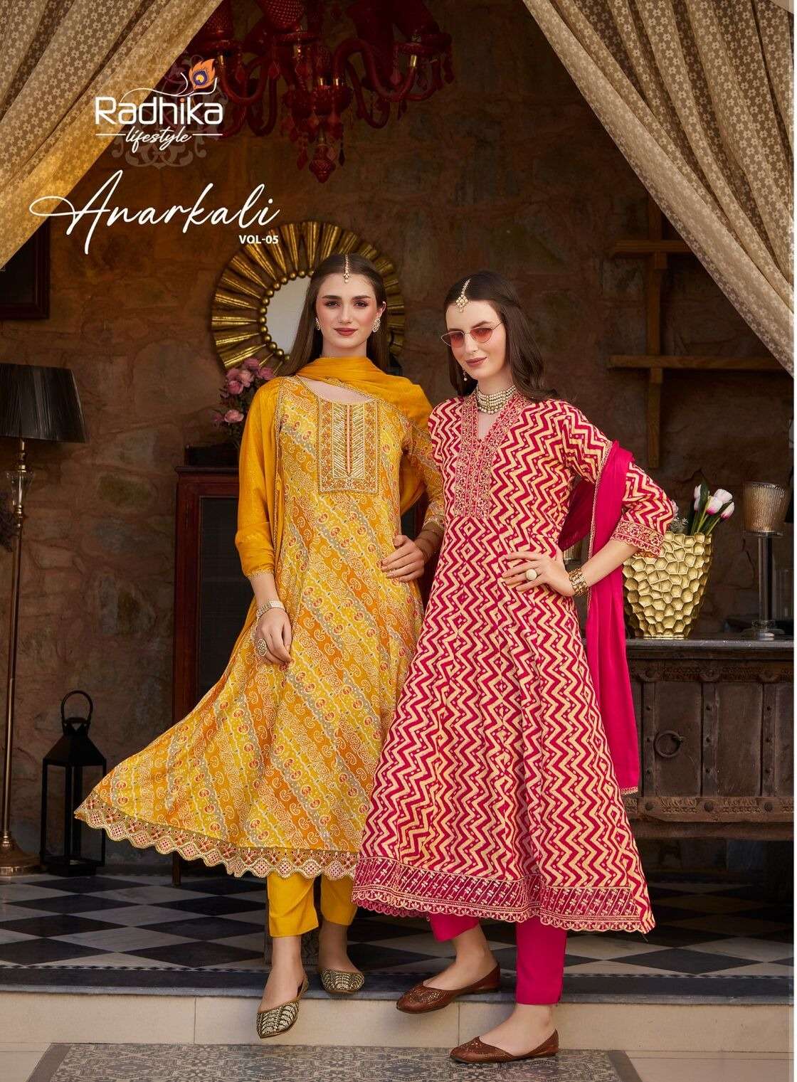 ANARKALI VOL 5 BY RADHIKA LIFESTYLE IN HEAVY REYON FOIL PRINT WITH EMBROIDERY WORK 