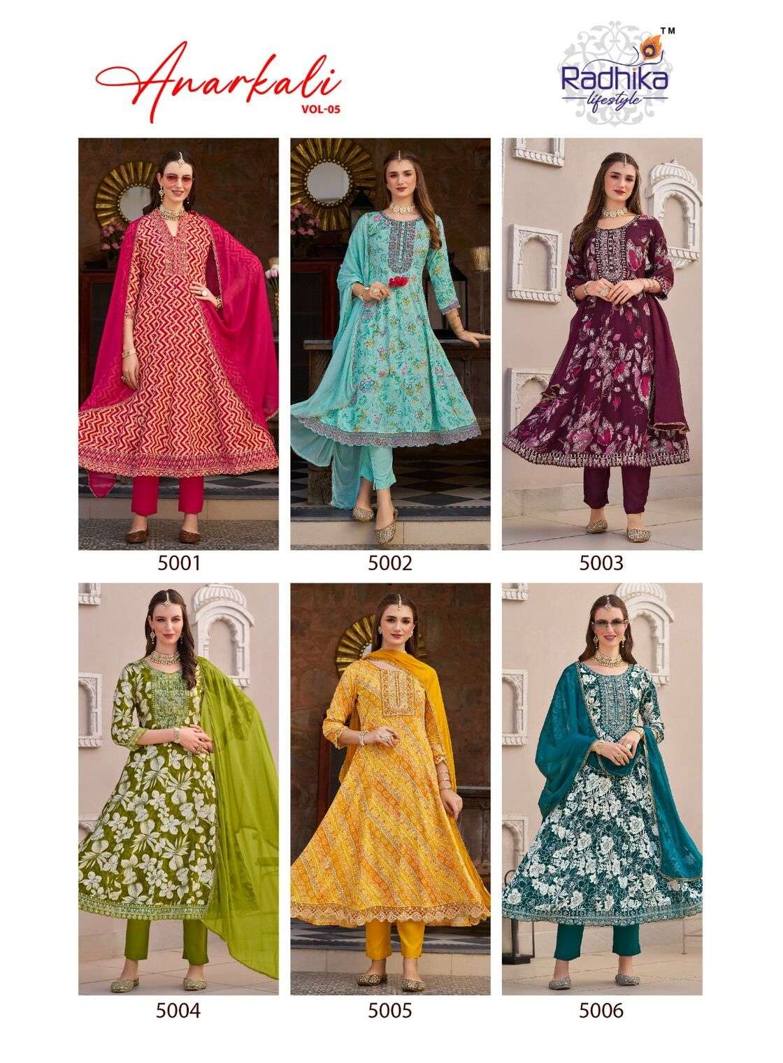 ANARKALI VOL 5 BY RADHIKA LIFESTYLE IN HEAVY REYON FOIL PRINT WITH EMBROIDERY WORK 