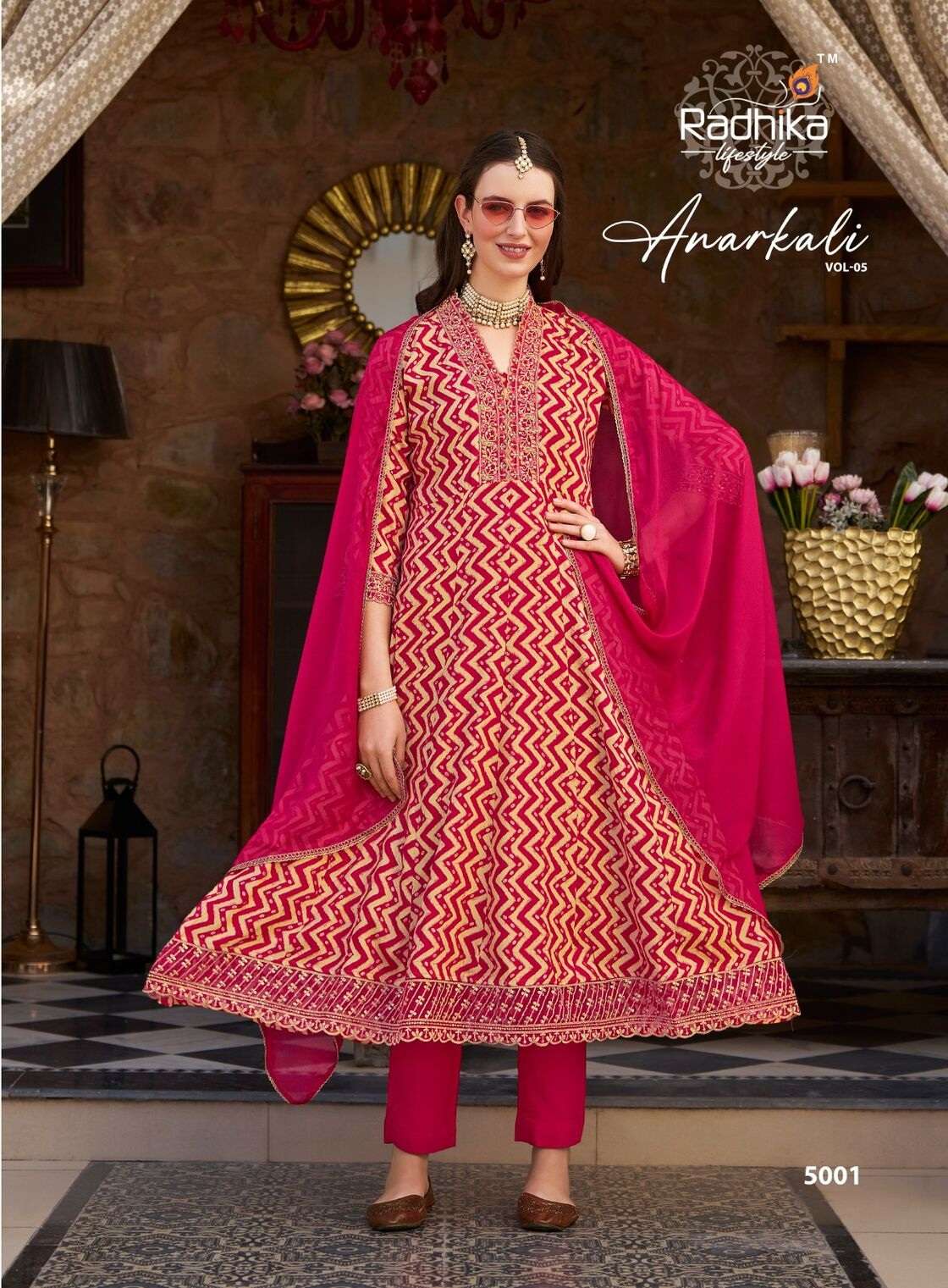 ANARKALI VOL 5 BY RADHIKA LIFESTYLE IN HEAVY REYON FOIL PRINT WITH EMBROIDERY WORK 