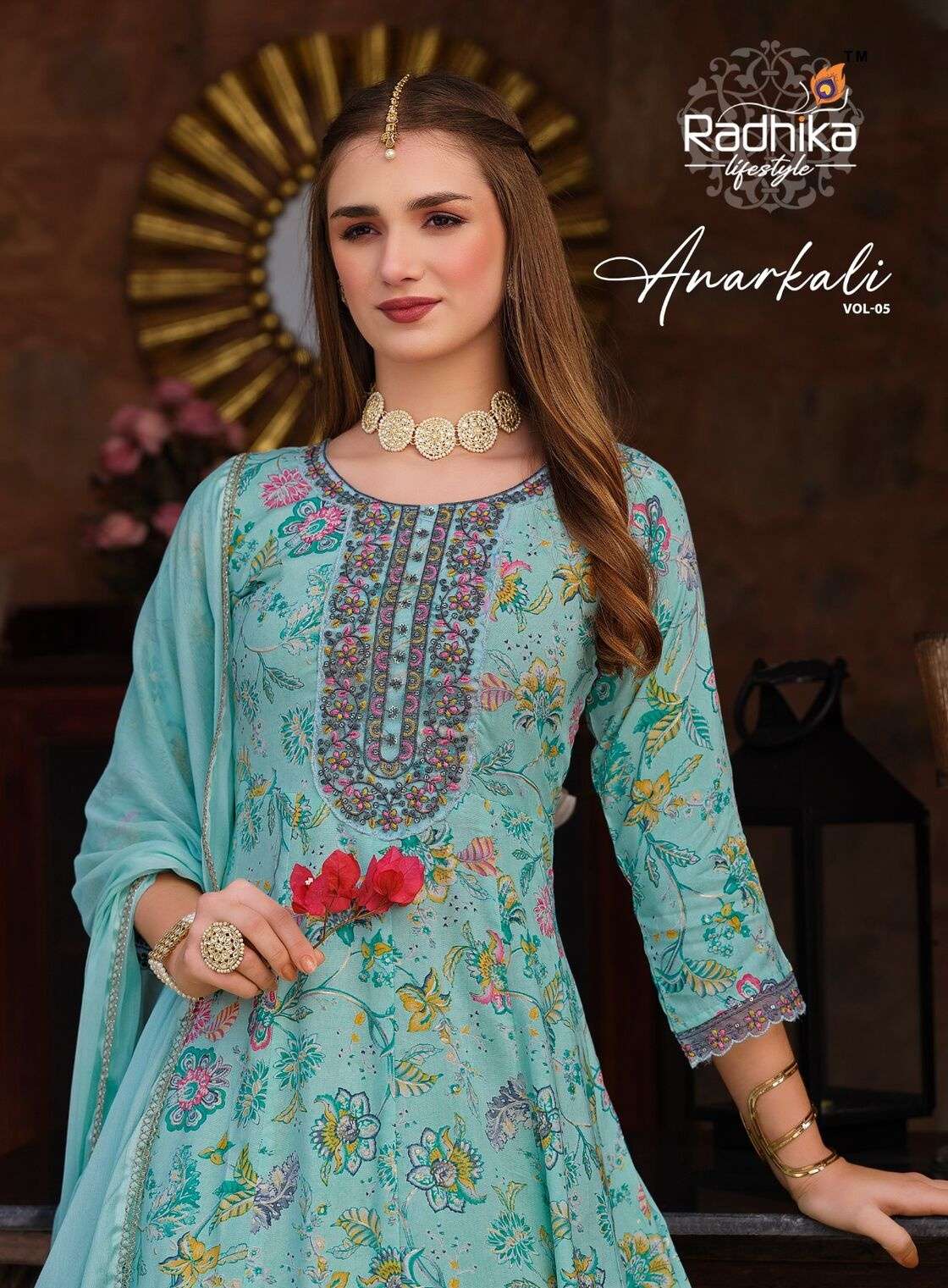 ANARKALI VOL 5 BY RADHIKA LIFESTYLE IN HEAVY REYON FOIL PRINT WITH EMBROIDERY WORK 