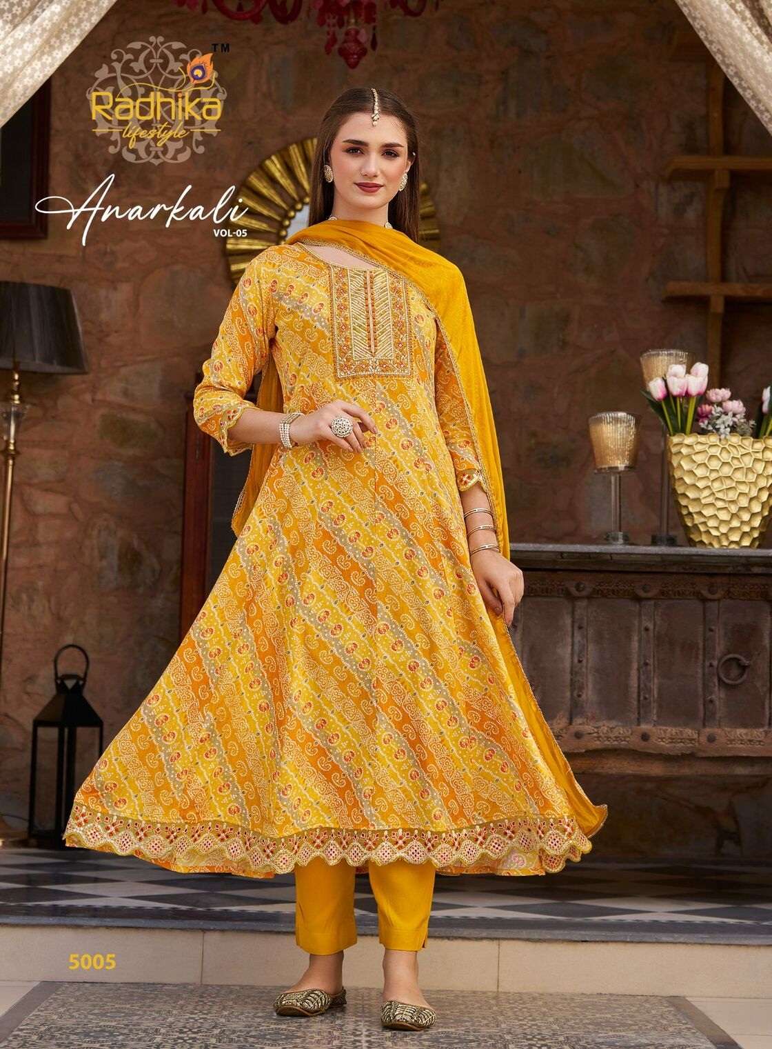 ANARKALI VOL 5 BY RADHIKA LIFESTYLE IN HEAVY REYON FOIL PRINT WITH EMBROIDERY WORK 