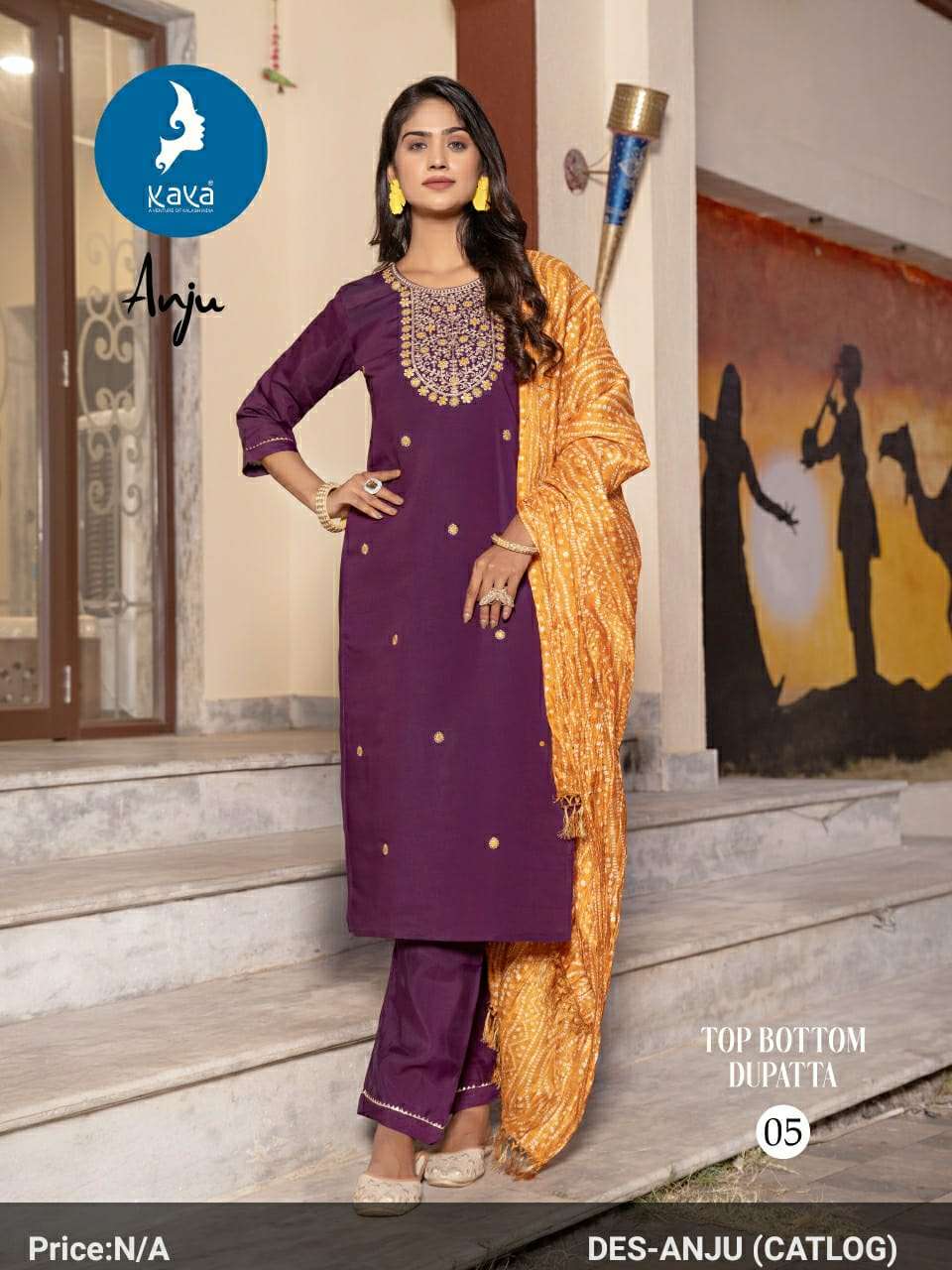 ANJU BY KAYA KURTI IN ROMAN SILK LATEST COLOUR WITH RICH COMBINATION 