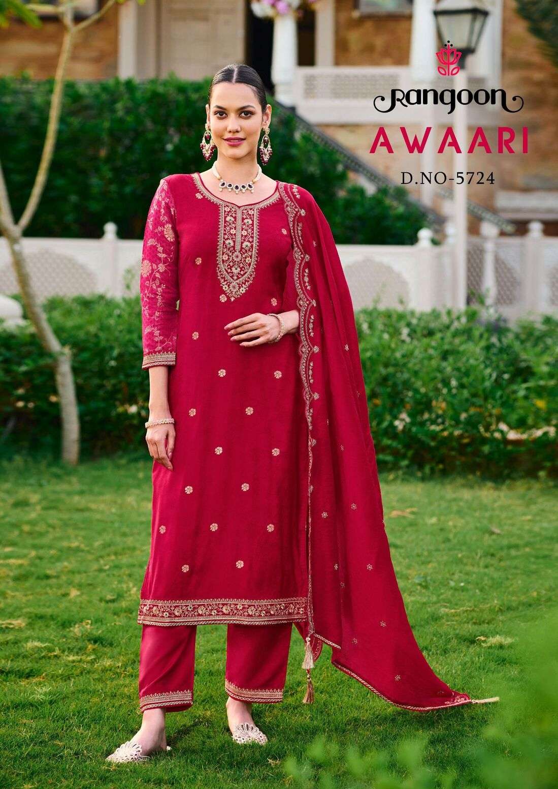 AWAARI BY RANGOON IN MUSLIN JACQUARD WITH KHATLI HANDWORK IN MIRROR 