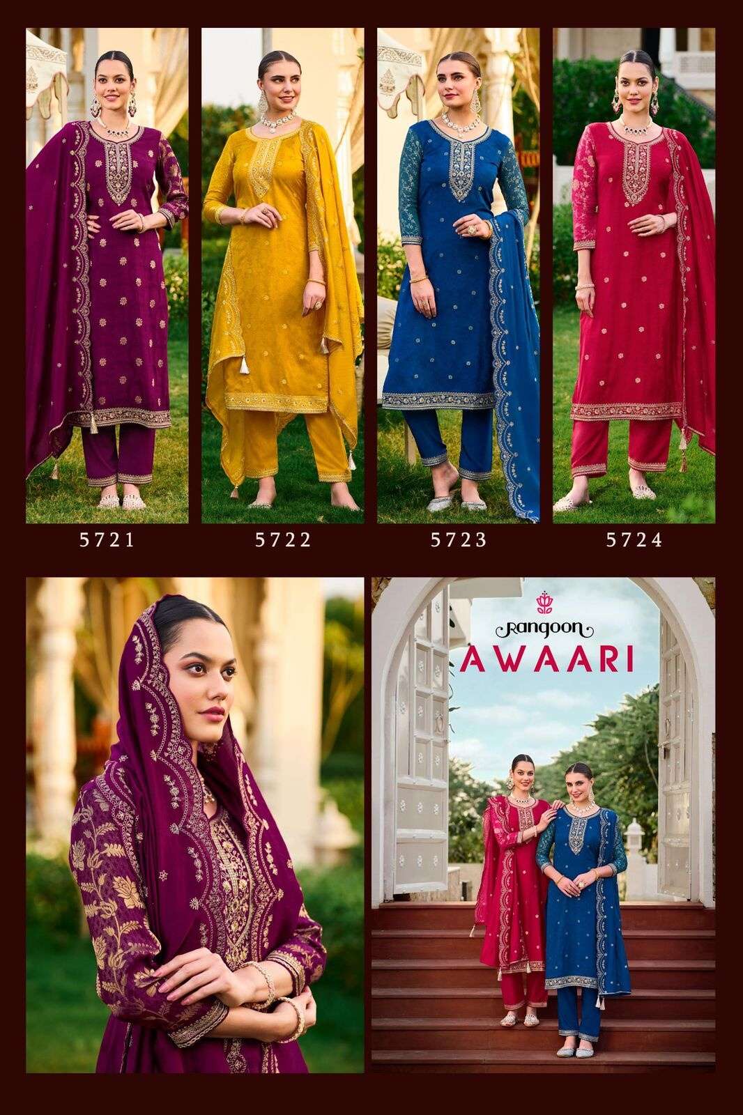 AWAARI BY RANGOON IN MUSLIN JACQUARD WITH KHATLI HANDWORK IN MIRROR 