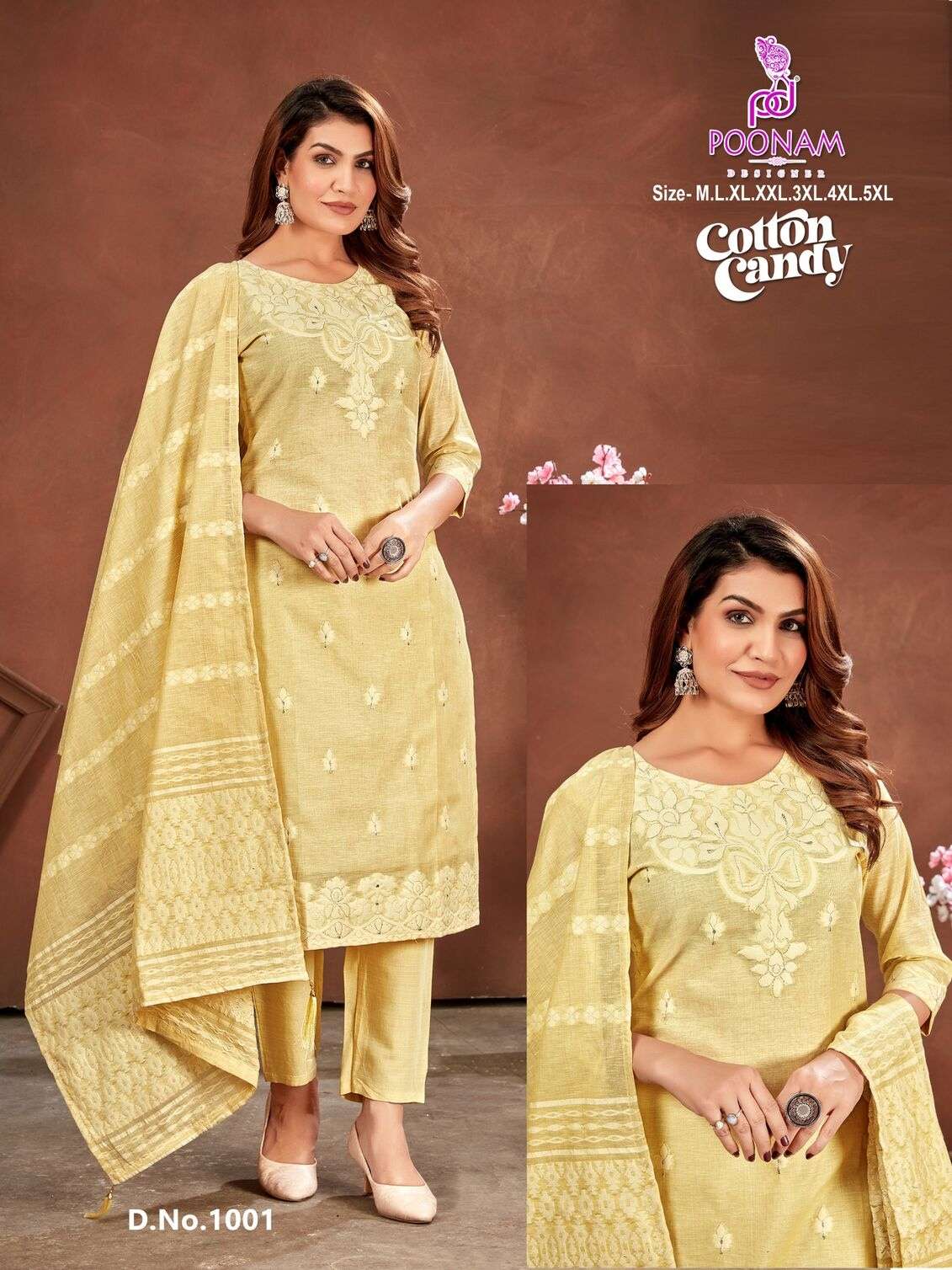 COTTON CANDY BY POONAM DESIGNER IN LILEN JACQUARD FABRIC WITH HANDWORK CONCEPT