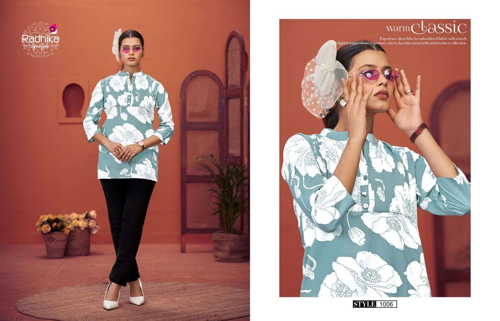 CREST VOL 1 BY RADHIKA LIFE STYLE IN HEAVY REYON PRINT SHORT TOPS