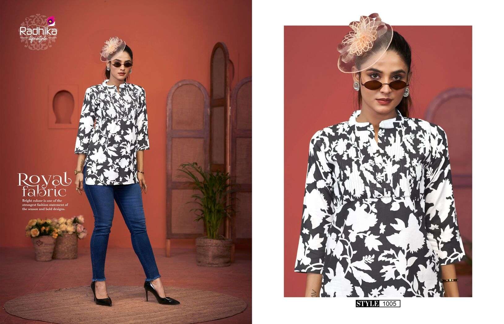CREST VOL 1 BY RADHIKA LIFE STYLE IN HEAVY REYON PRINT SHORT TOPS