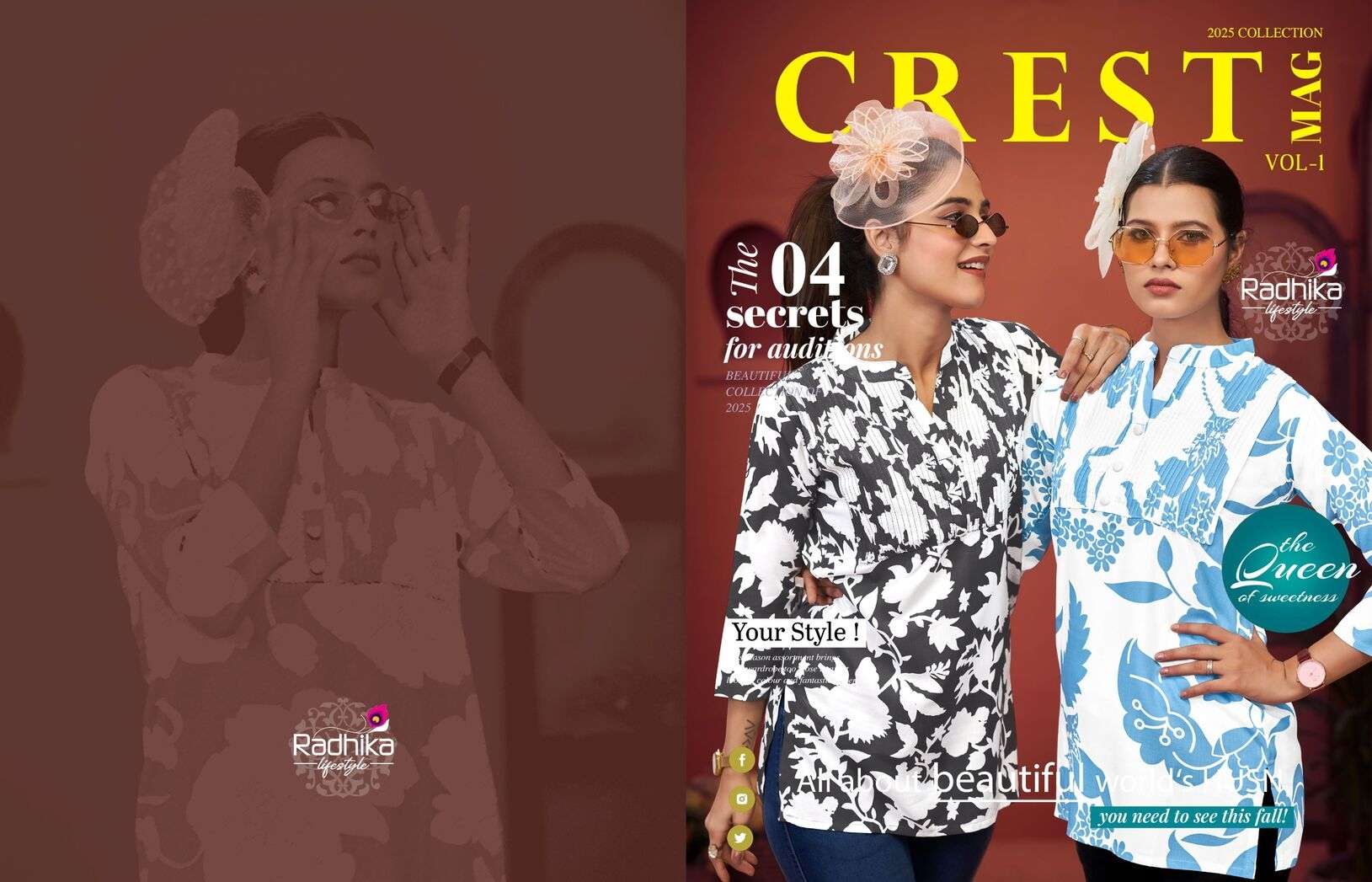 CREST VOL 1 BY RADHIKA LIFE STYLE IN HEAVY REYON PRINT SHORT TOPS
