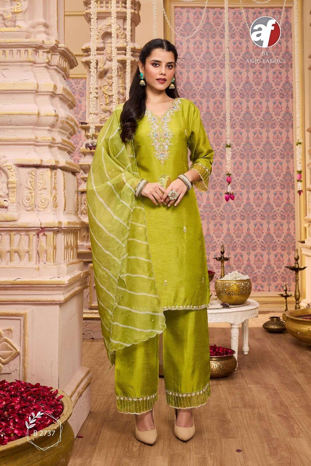 D.NO:- B 2737 BY ANJU FABRICS IN PURE DOLA SILK WITH PURE HEAVY HANDWORL AND DUPATTA