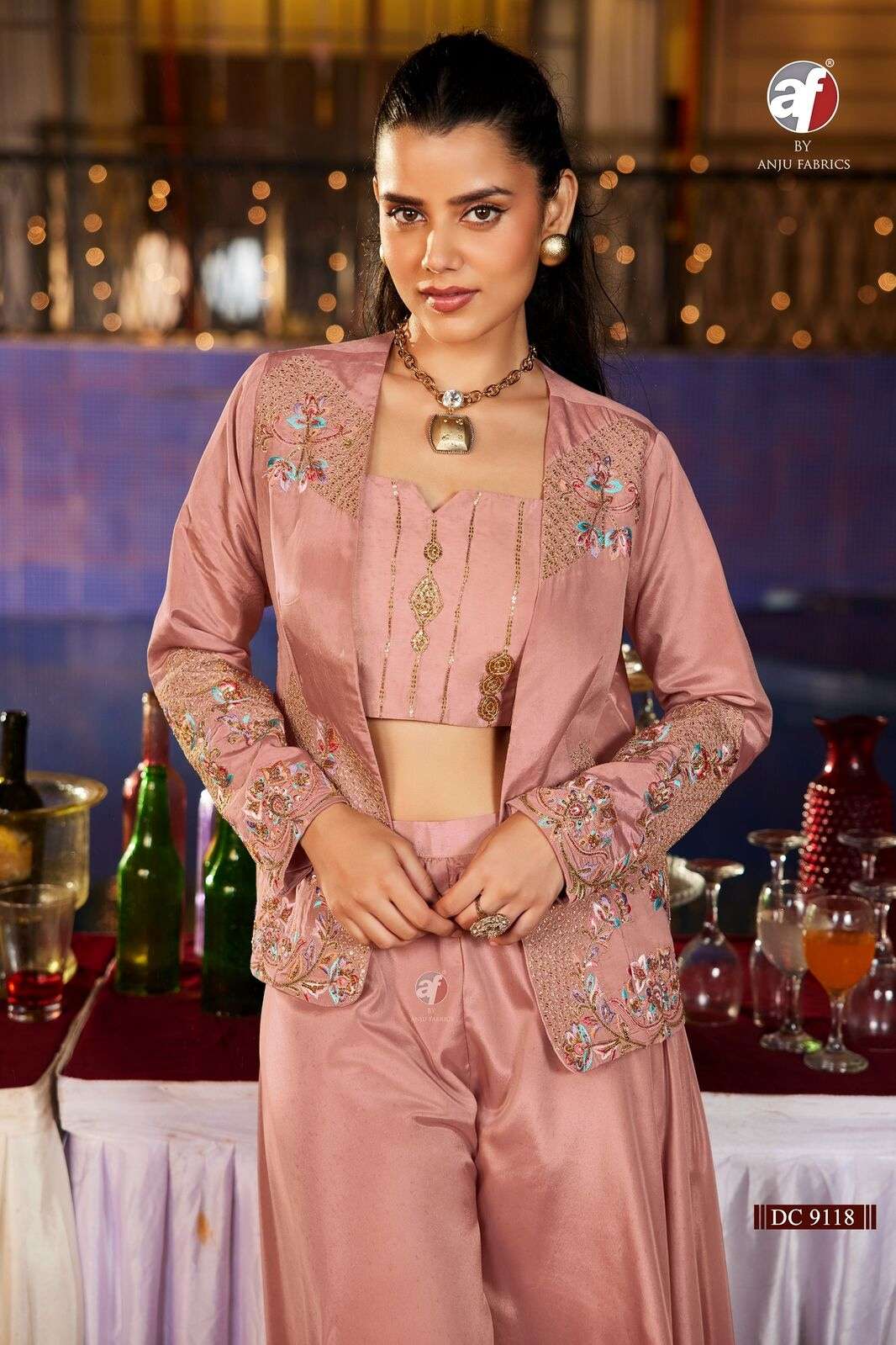 D.NO:- DC 9118 BY ANJU FABRICS IN PURE NATURAL CREPE WITH PURE HEAVY HANDWORK 