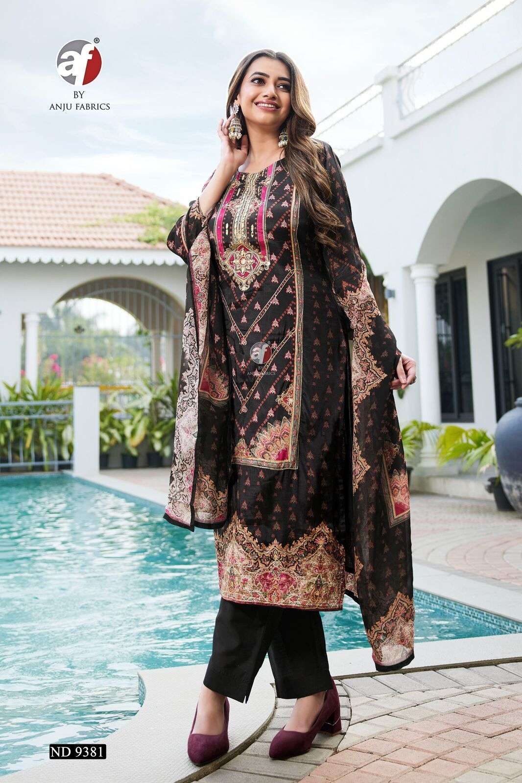 D.NO:- ND 9381 BY ANJU FABRICS IN PURE VISCOSE SILK WITH AARI WITH SWAROVSKI WORK