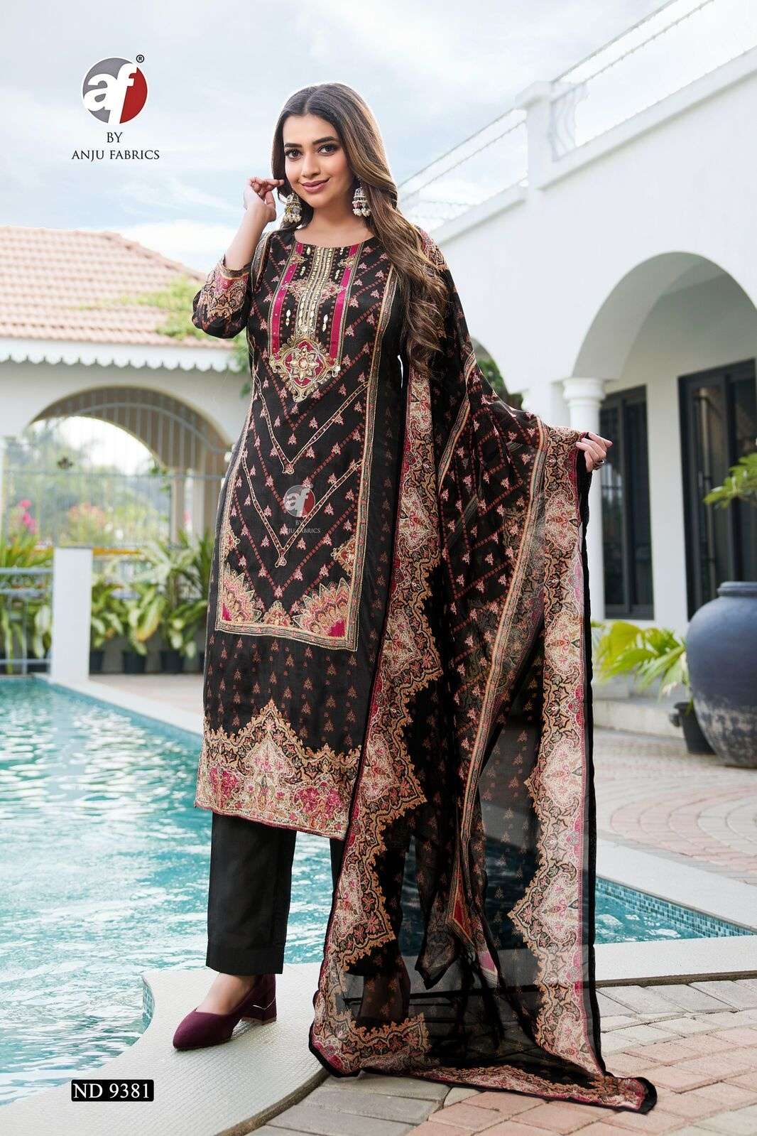 D.NO:- ND 9381 BY ANJU FABRICS IN PURE VISCOSE SILK WITH AARI WITH SWAROVSKI WORK