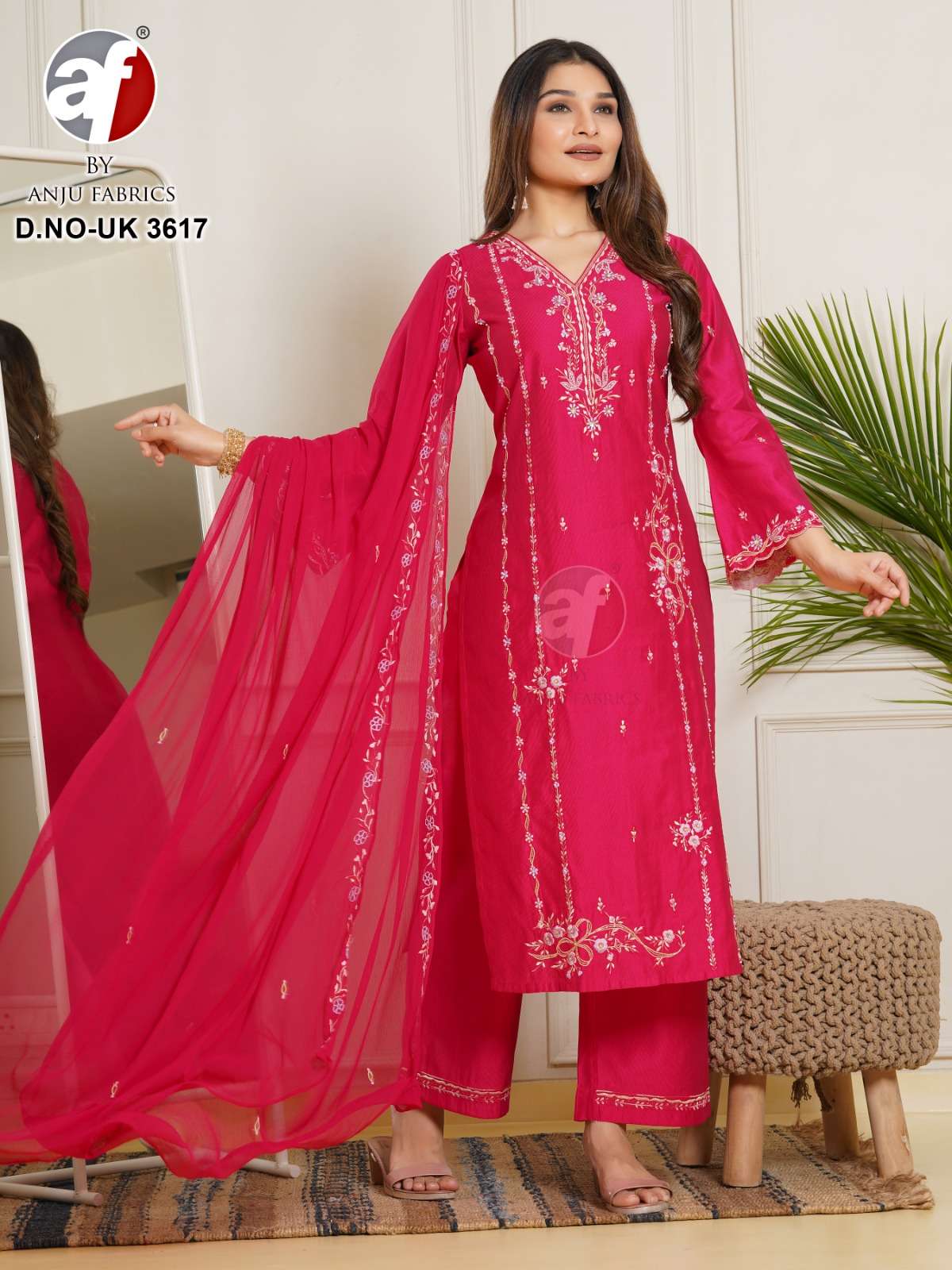 D.NO:- UK 3617 BY ANJU FABRICS IN VISCOSE SILK WITH MANUAL EMBROIDERY WITH HANDWORK