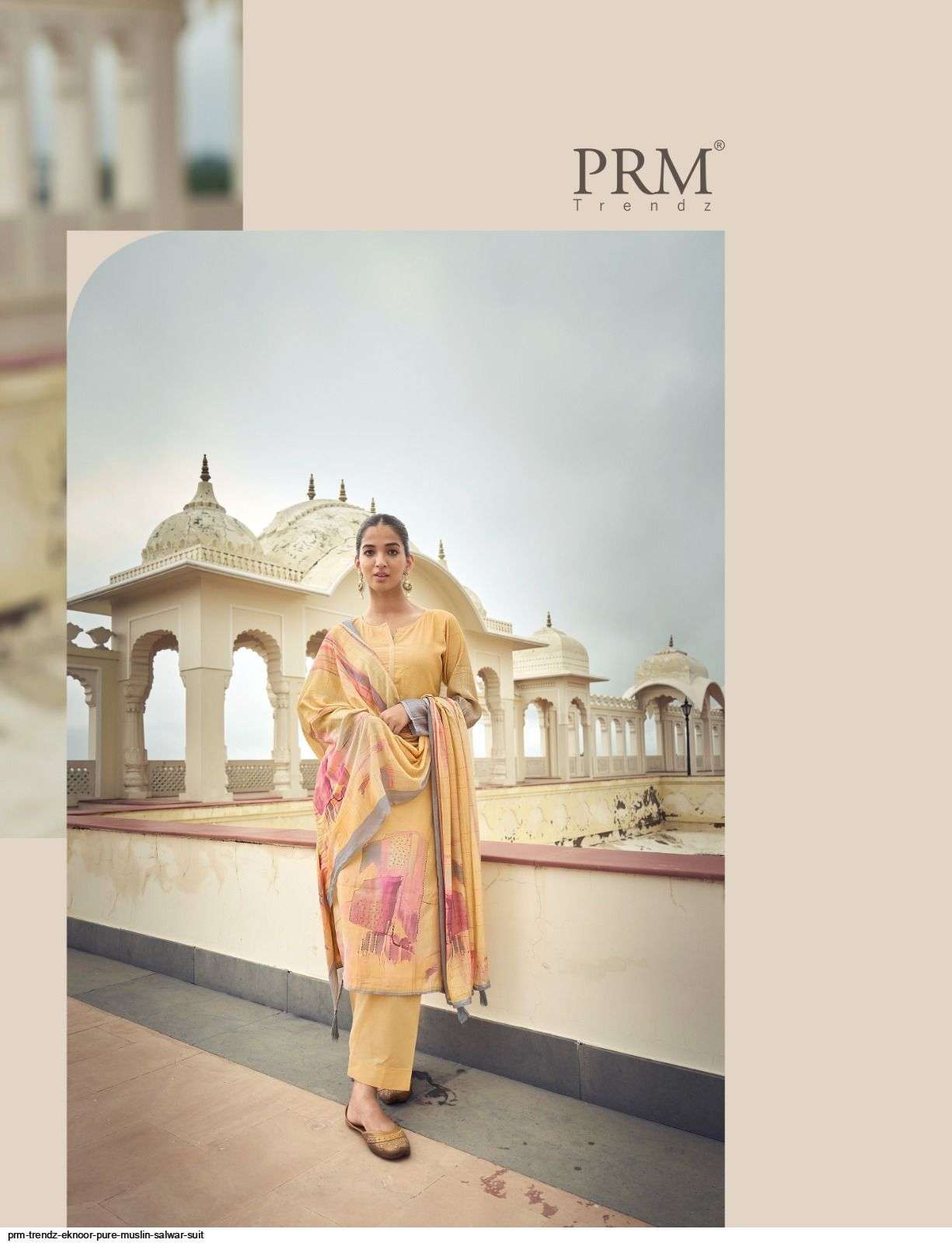 EKNOOR BY PRM TRENDZ IN PURE SIMMER MUSLIN SILK DIGITAL PRINT WITH FANCY WORK