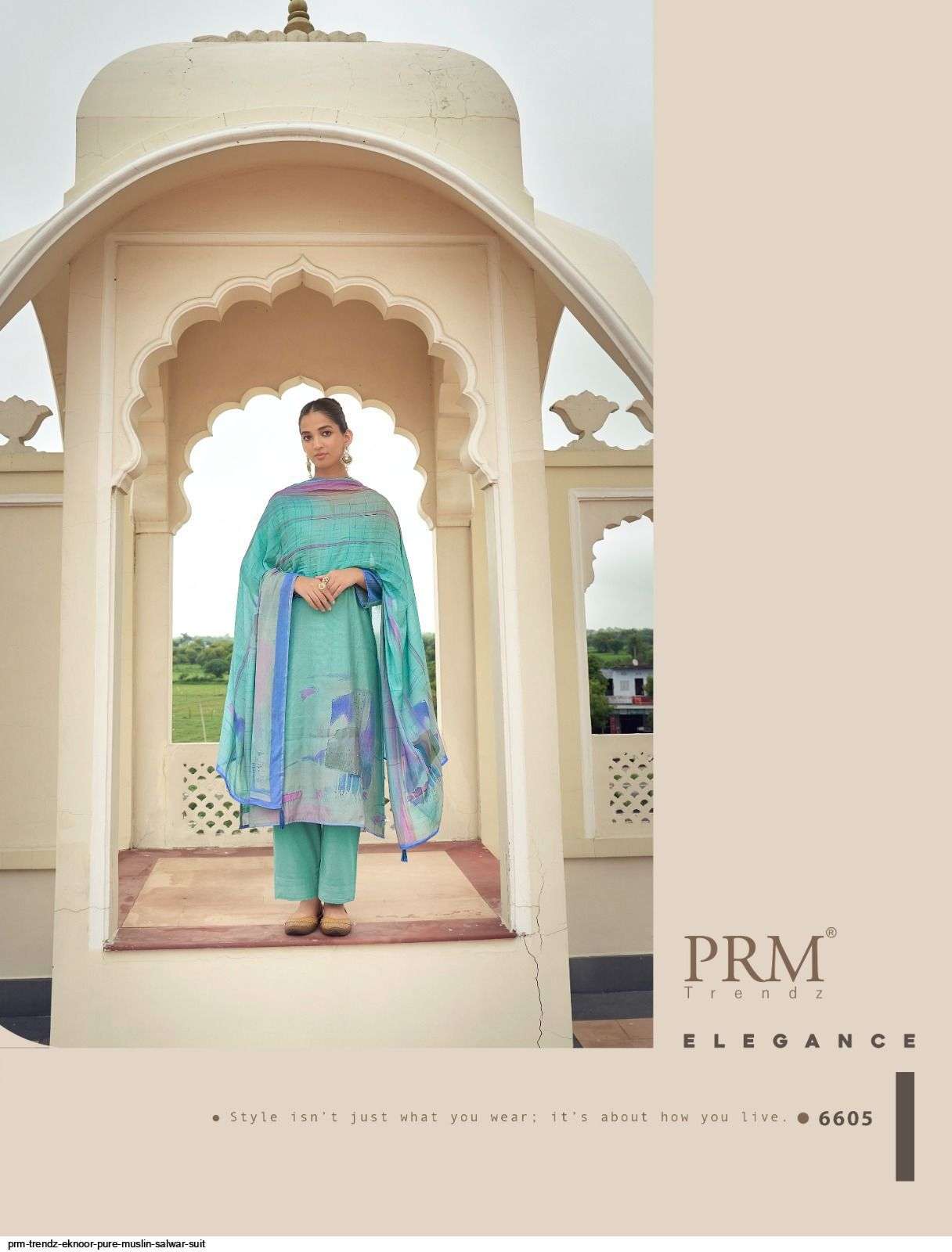 EKNOOR BY PRM TRENDZ IN PURE SIMMER MUSLIN SILK DIGITAL PRINT WITH FANCY WORK