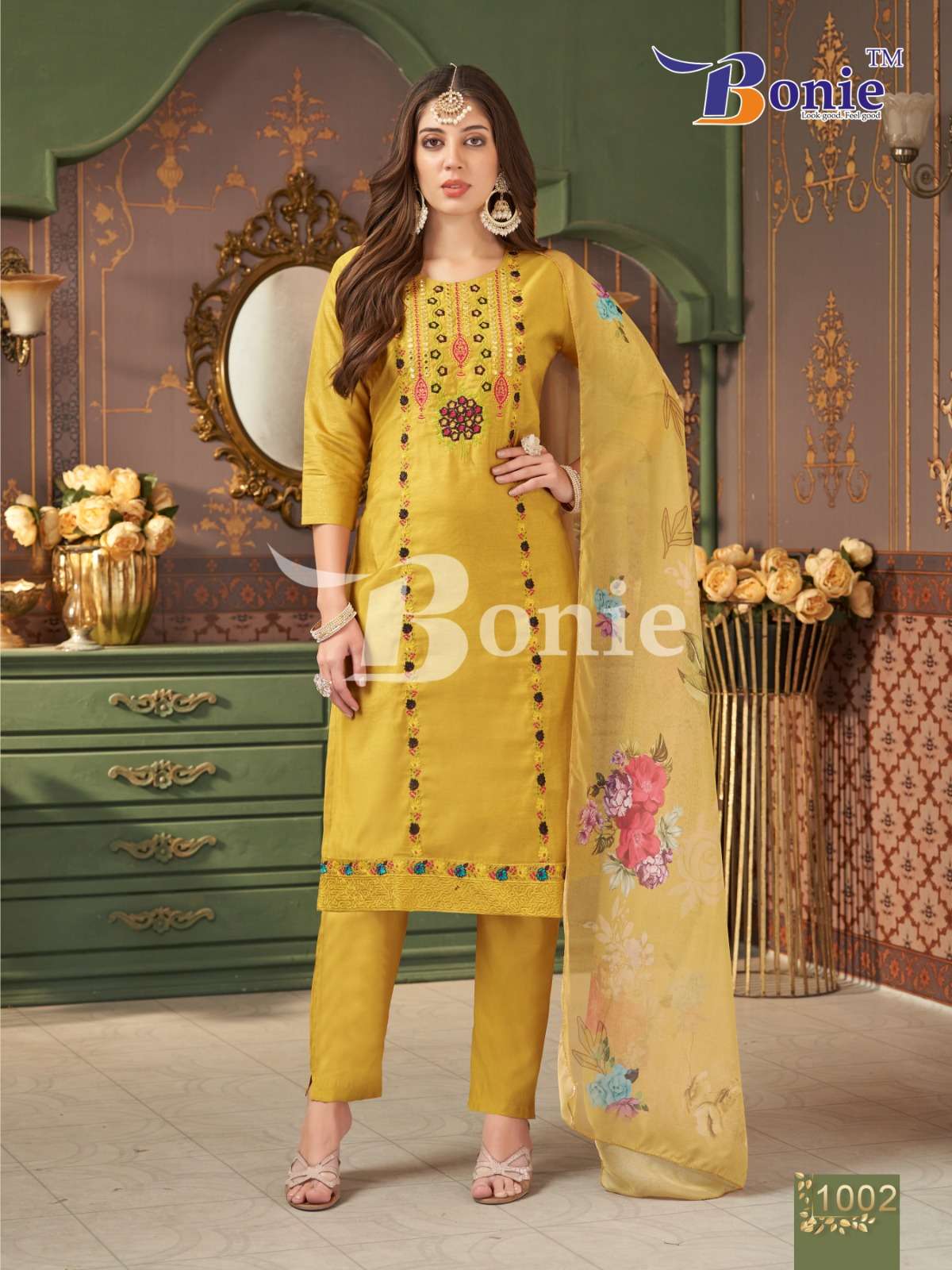 FARAH VOL-1 BY BONIE IN ROMAN EMBORSE WITH HEAVY EMBROIDERY WORK IN TOP