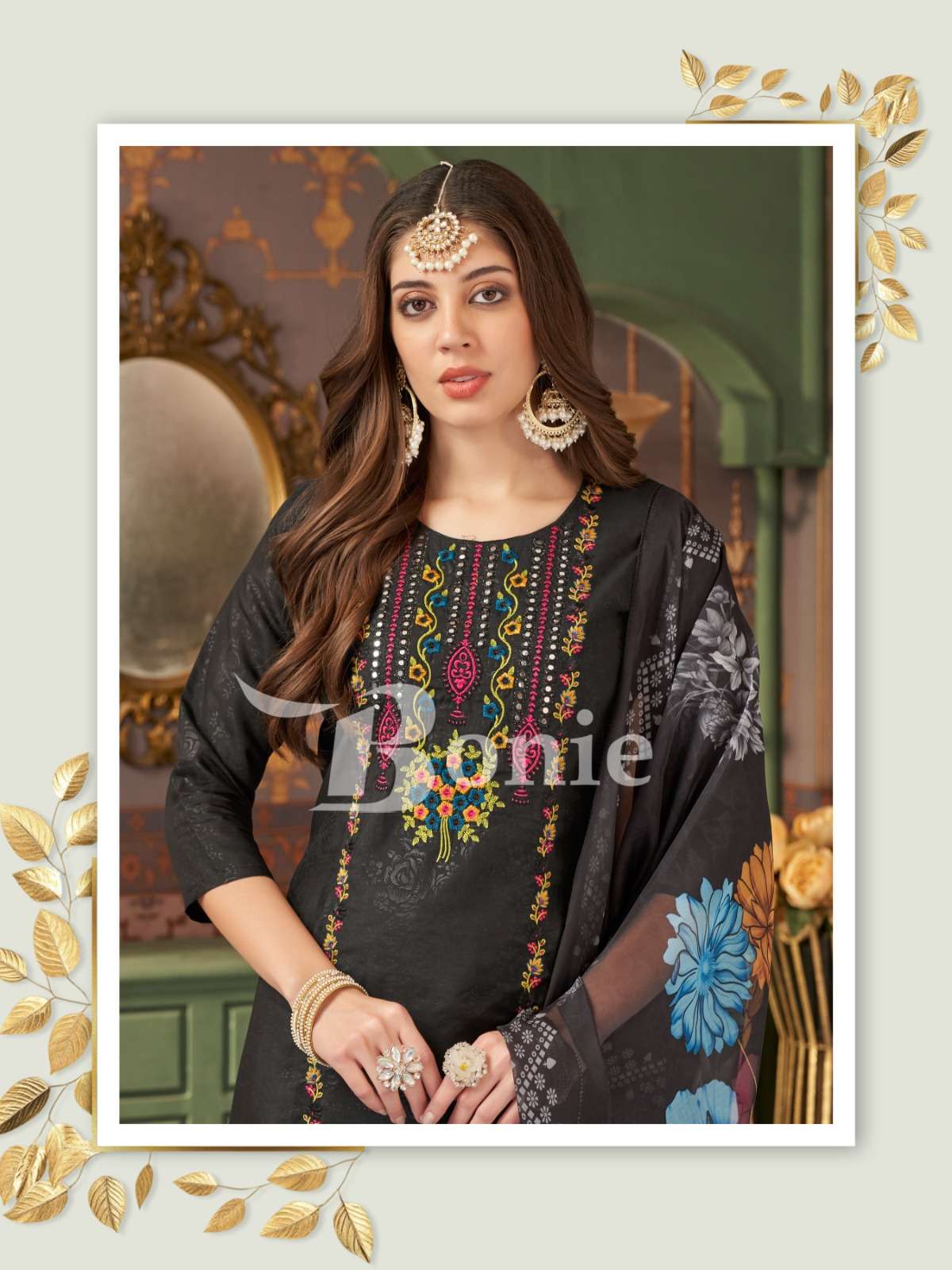 FARAH VOL-1 BY BONIE IN ROMAN EMBORSE WITH HEAVY EMBROIDERY WORK IN TOP