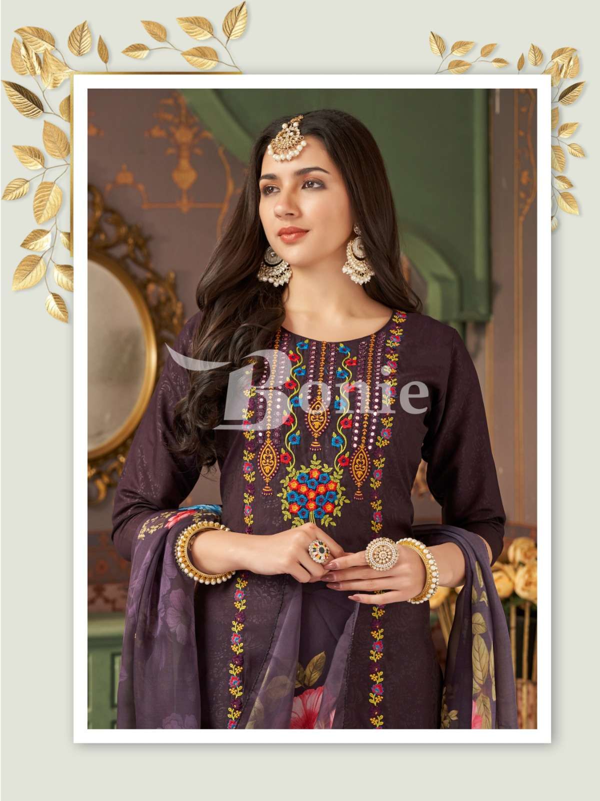FARAH VOL-1 BY BONIE IN ROMAN EMBORSE WITH HEAVY EMBROIDERY WORK IN TOP