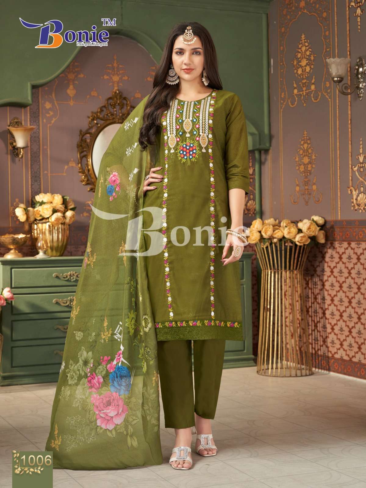 FARAH VOL-1 BY BONIE IN ROMAN EMBORSE WITH HEAVY EMBROIDERY WORK IN TOP