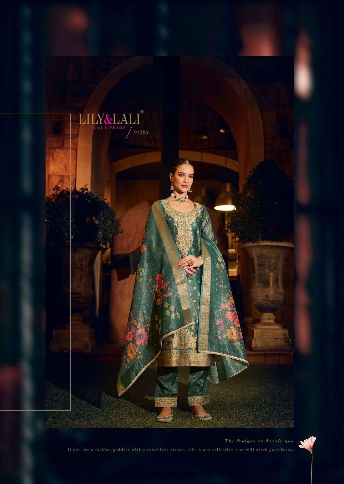 FARIDAN VOL-2 BY LILY & LALI SIMAR JACQUARD JARI SILK EXCLUSIVE HANDWORK KURTI PANT & DUPATTA 