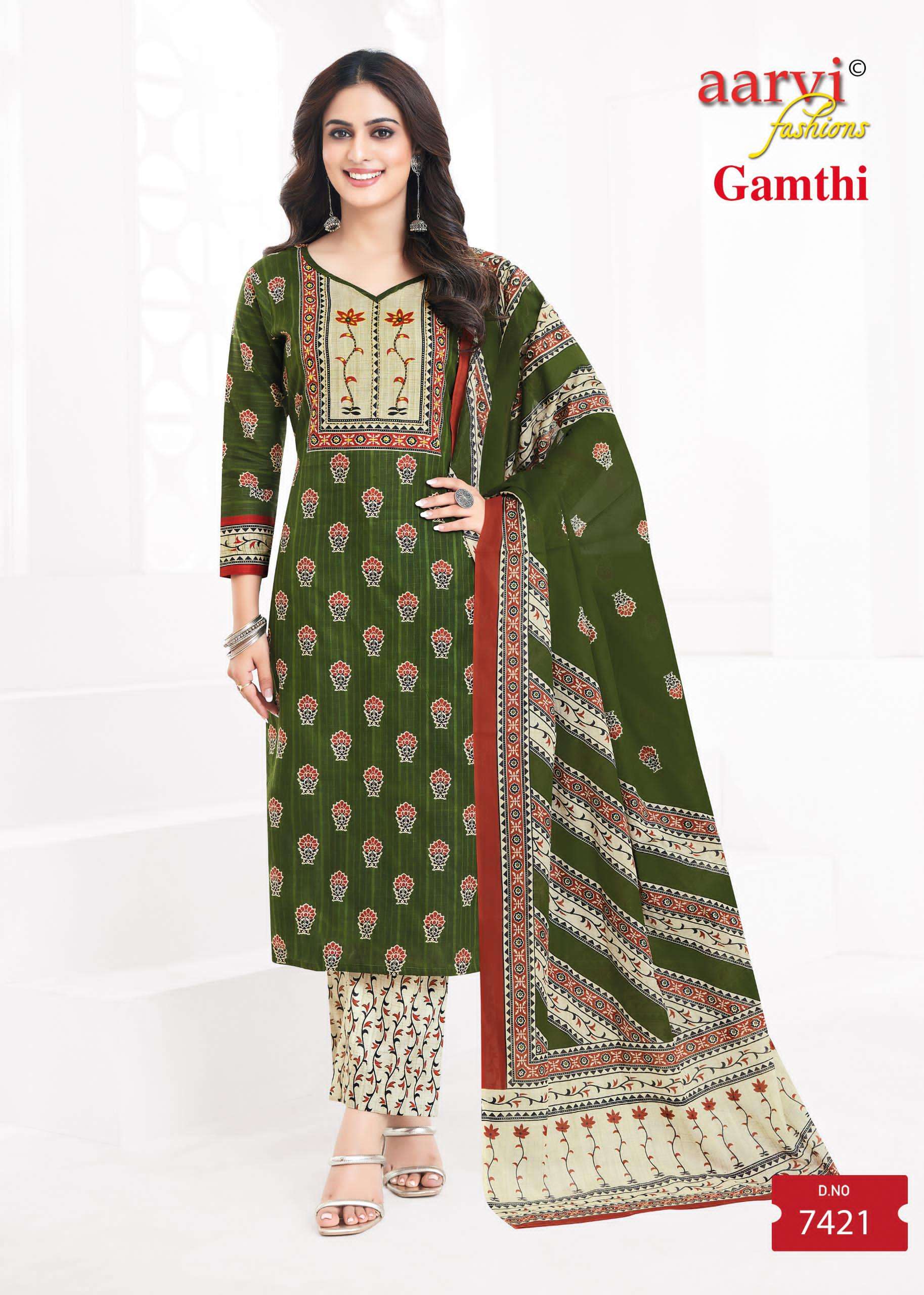 GAMTHI VOL 8 BY AARVI FASHION TRADITIONAL SALWAR SUIT IN COTTON WITH HANDWORK