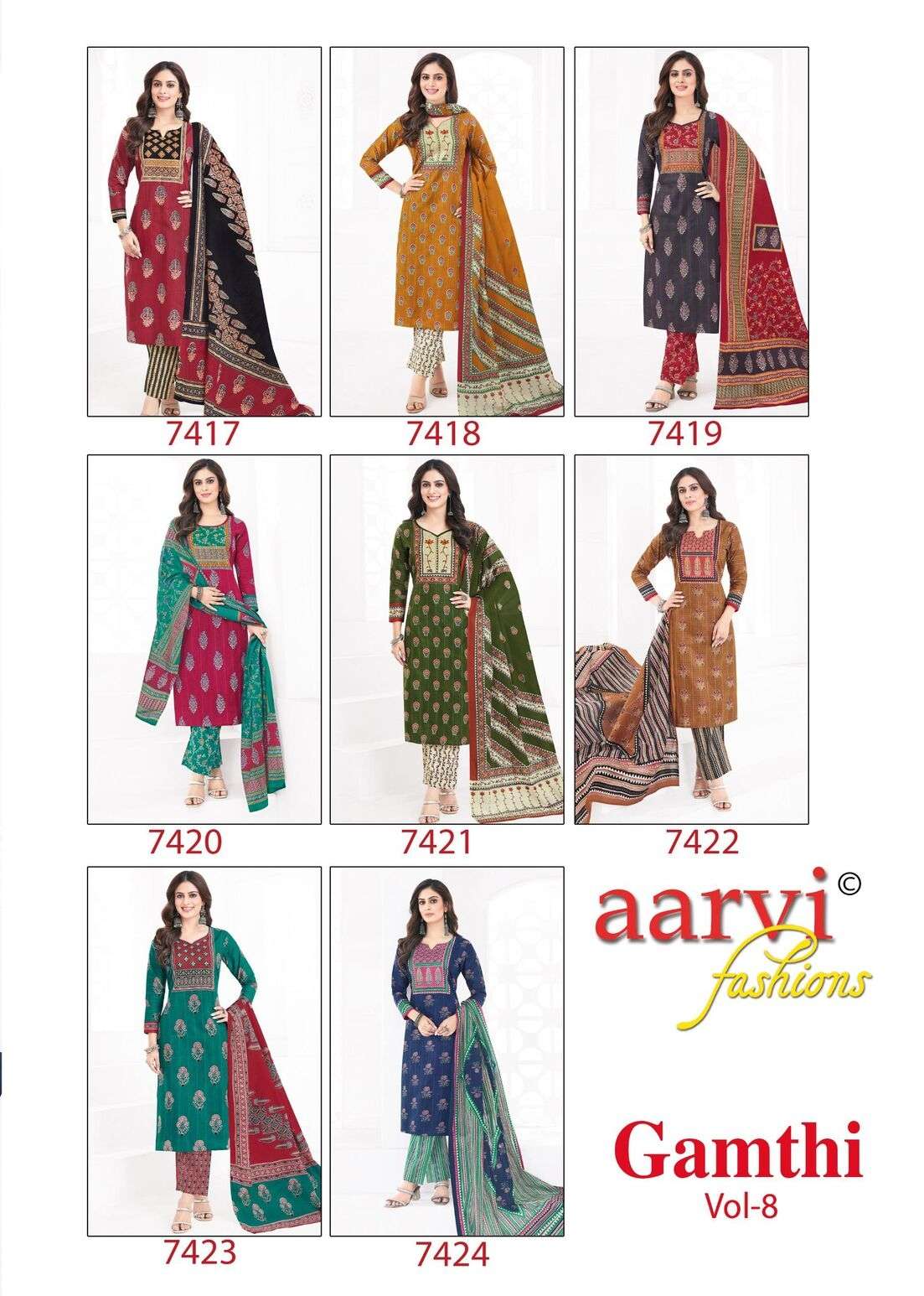 GAMTHI VOL 8 BY AARVI FASHION TRADITIONAL SALWAR SUIT IN COTTON WITH HANDWORK