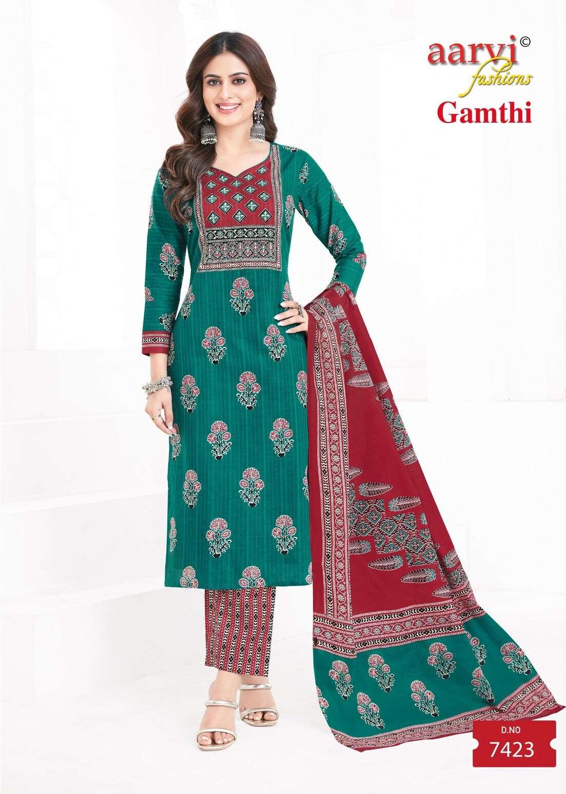 GAMTHI VOL 8 BY AARVI FASHION TRADITIONAL SALWAR SUIT IN COTTON WITH HANDWORK