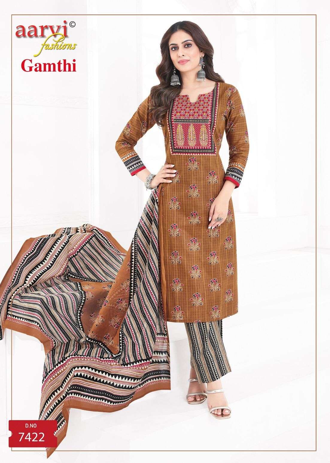 GAMTHI VOL 8 BY AARVI FASHION TRADITIONAL SALWAR SUIT IN COTTON WITH HANDWORK