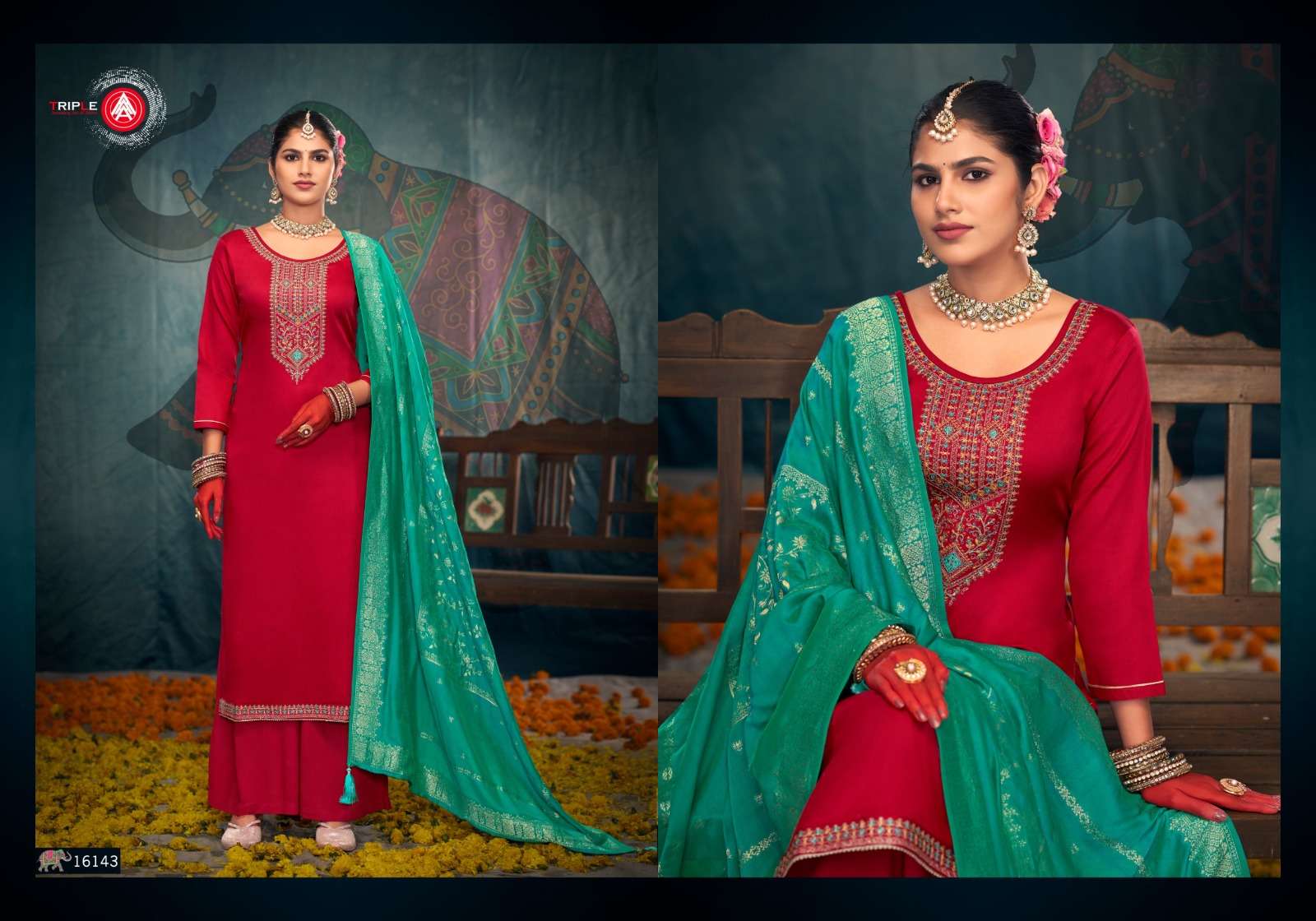 GEORGE VOL-2 BY TRIPLE IN JAM SILK COTTON WITH WORK AND JARKAN WORK