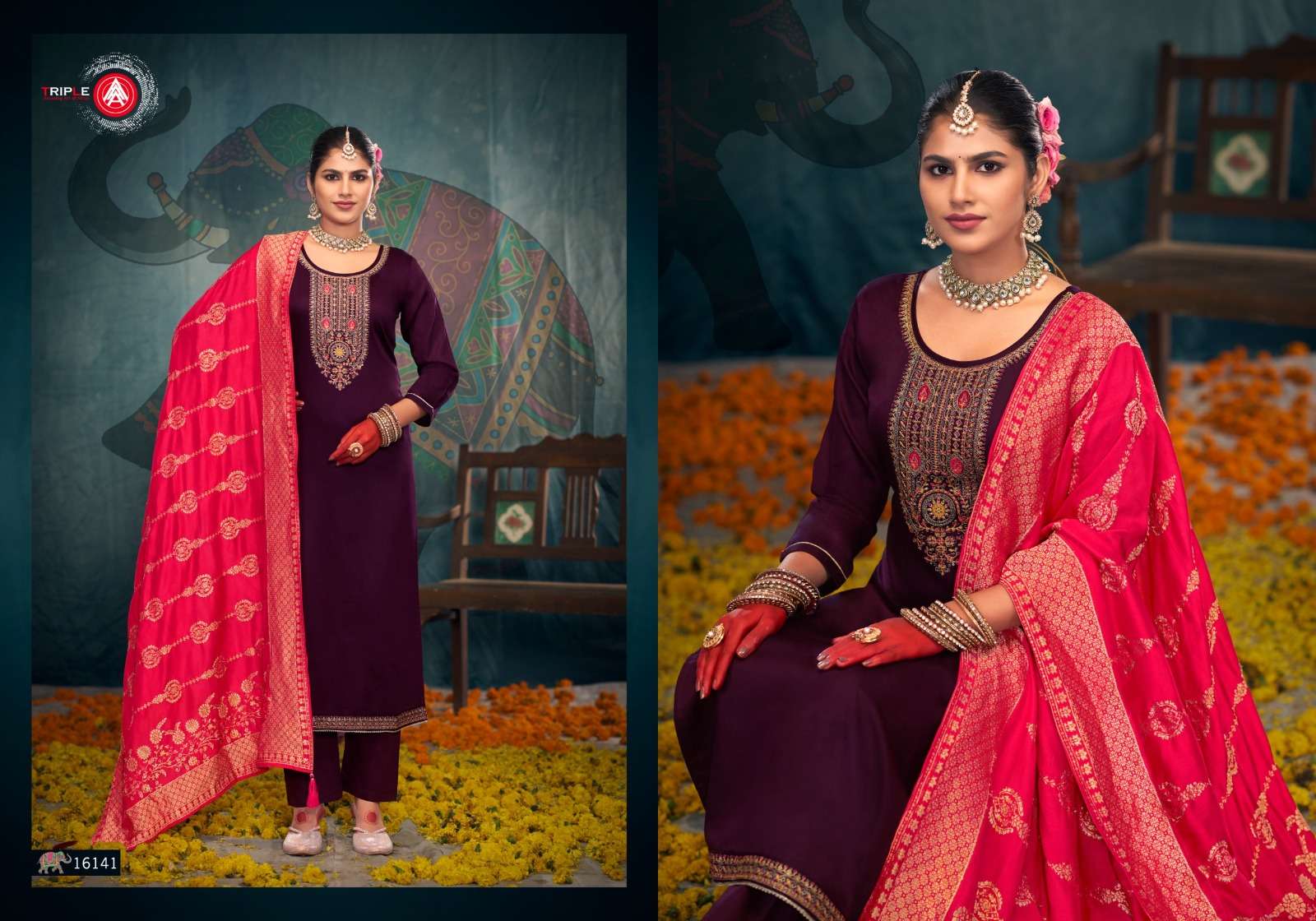 GEORGE VOL-2 BY TRIPLE IN JAM SILK COTTON WITH WORK AND JARKAN WORK