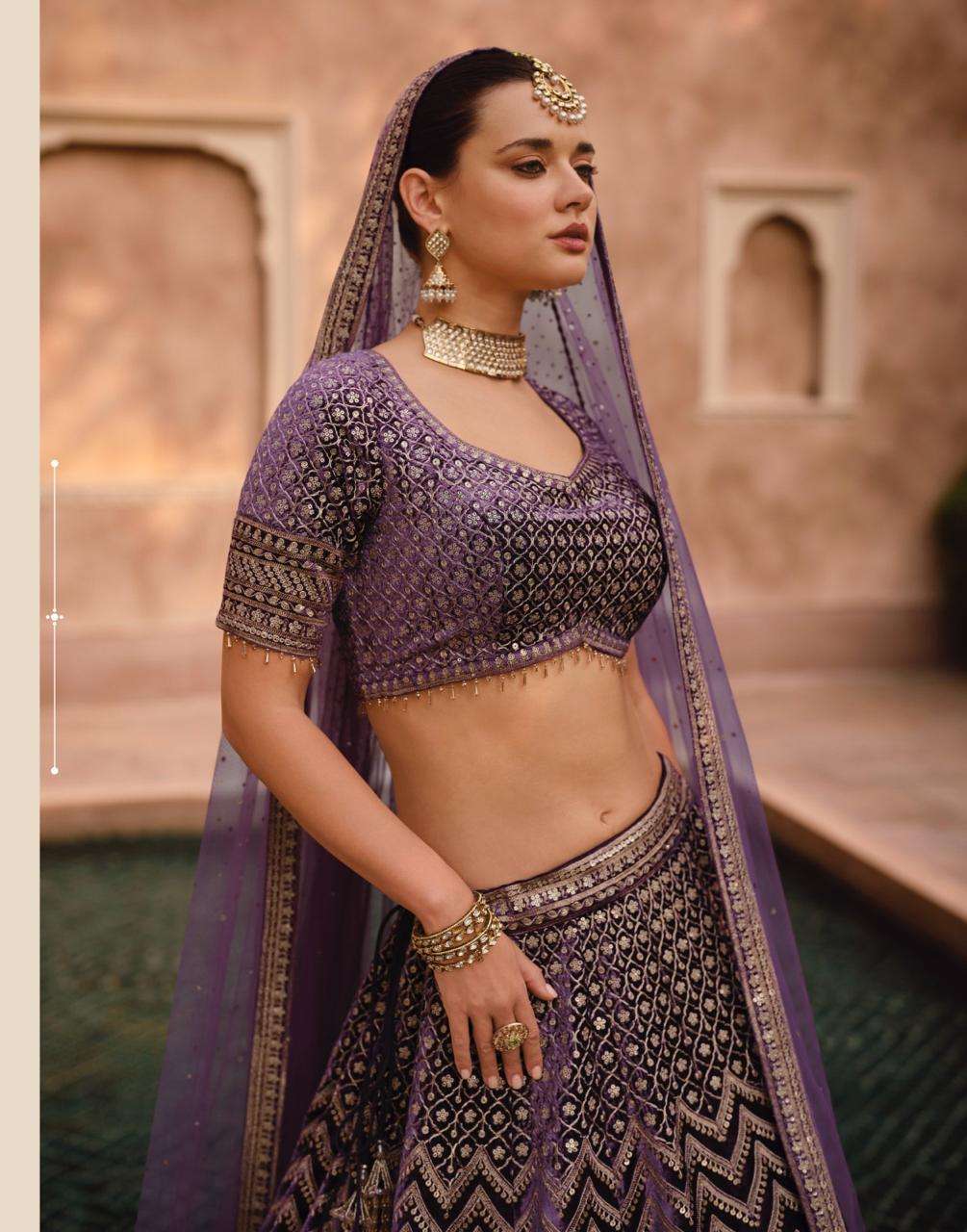 HERITAGE BRIDAL NX BY SAYURI DESIGNER IN PURE VISCOS LYCRA CRYSTAL VELVET SILK WITH HANDWORK