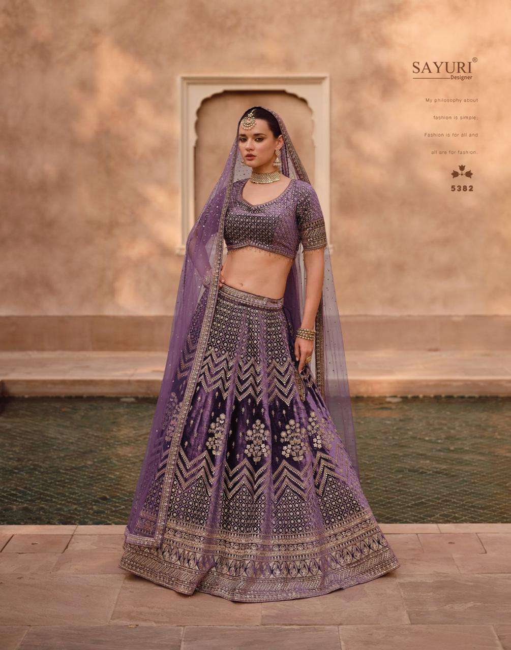 HERITAGE BRIDAL NX BY SAYURI DESIGNER IN PURE VISCOS LYCRA CRYSTAL VELVET SILK WITH HANDWORK