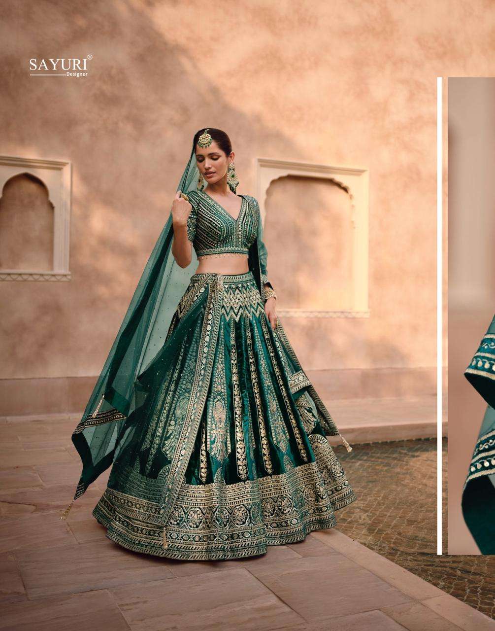 HERITAGE BRIDAL NX BY SAYURI DESIGNER IN PURE VISCOS LYCRA CRYSTAL VELVET SILK WITH HANDWORK