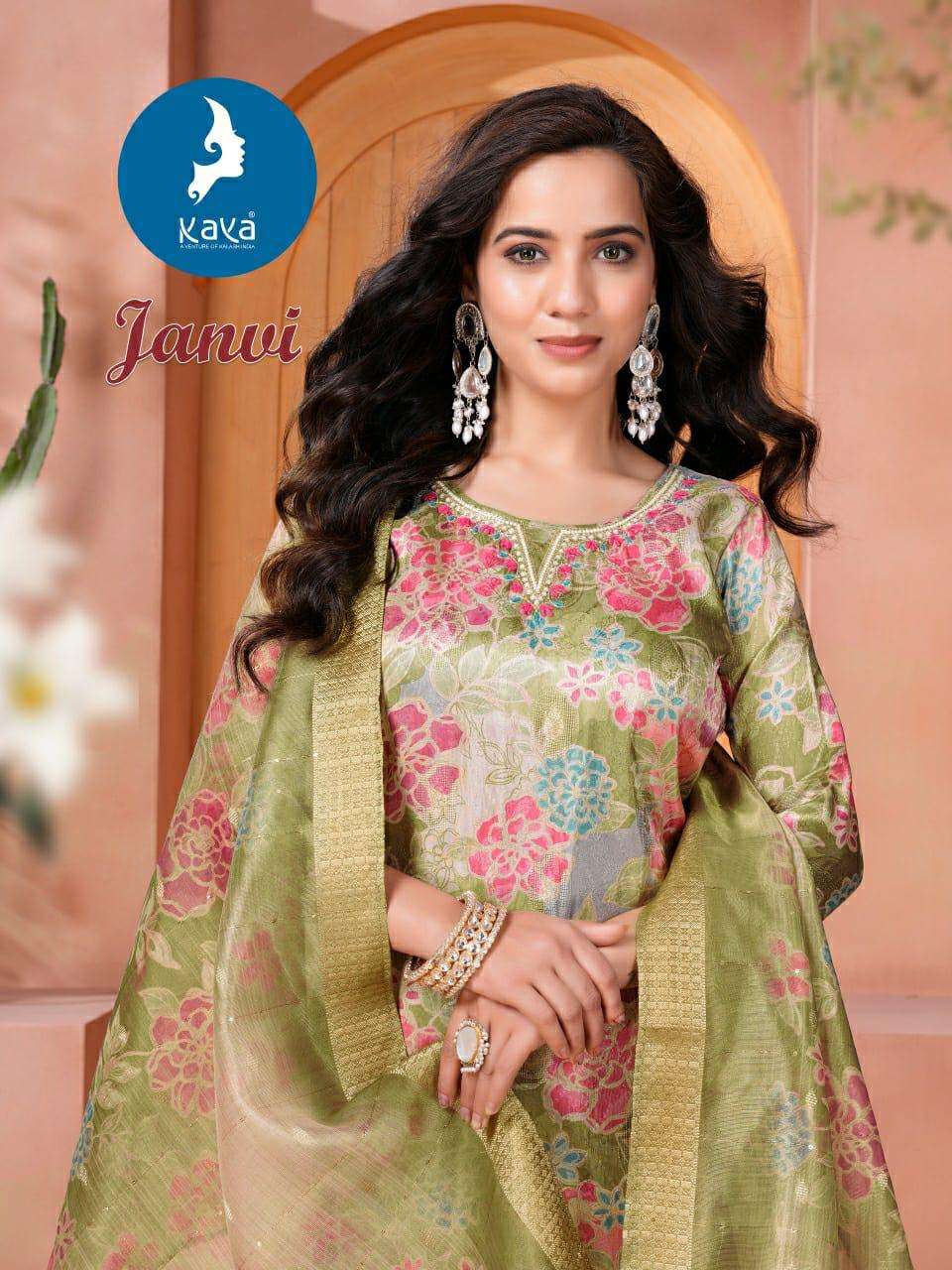 JANVI BY ANJU FABRICS IN COSMOS JACQUARD DAMAN 3 PIECE CONCEPT WITH STRAIGHT CUT