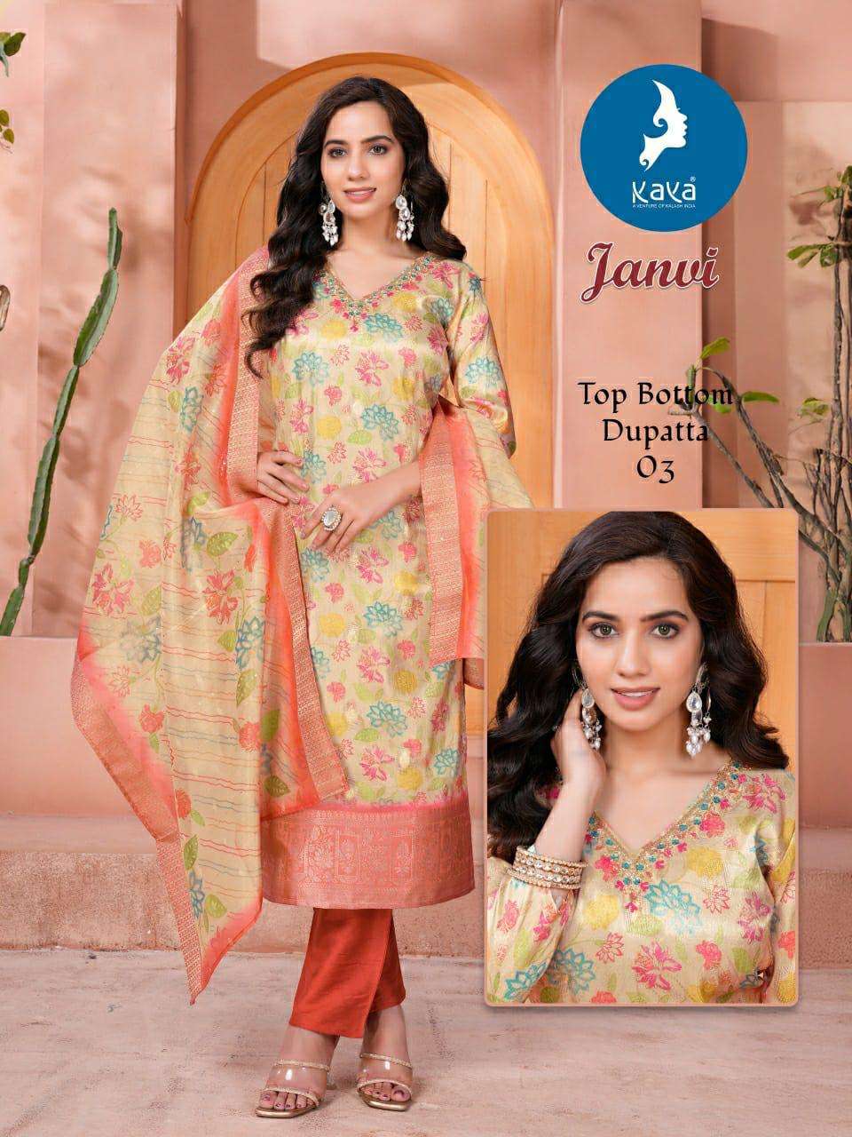JANVI BY ANJU FABRICS IN COSMOS JACQUARD DAMAN 3 PIECE CONCEPT WITH STRAIGHT CUT