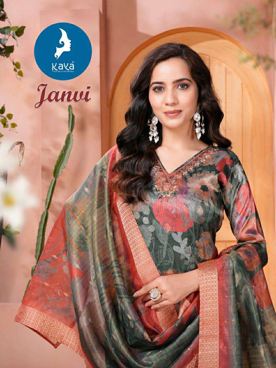 JANVI BY ANJU FABRICS IN COSMOS JACQUARD DAMAN 3 PIECE CONCEPT WITH STRAIGHT CUT