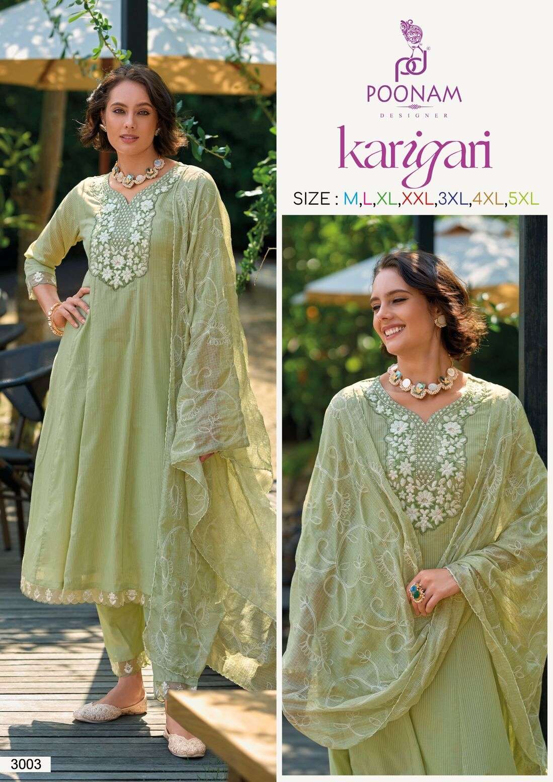 KARIGARI BY POONAM DESIGNER IN PURE COTTON JACQUARD FABRIC WITH LUCKNOWI WORK