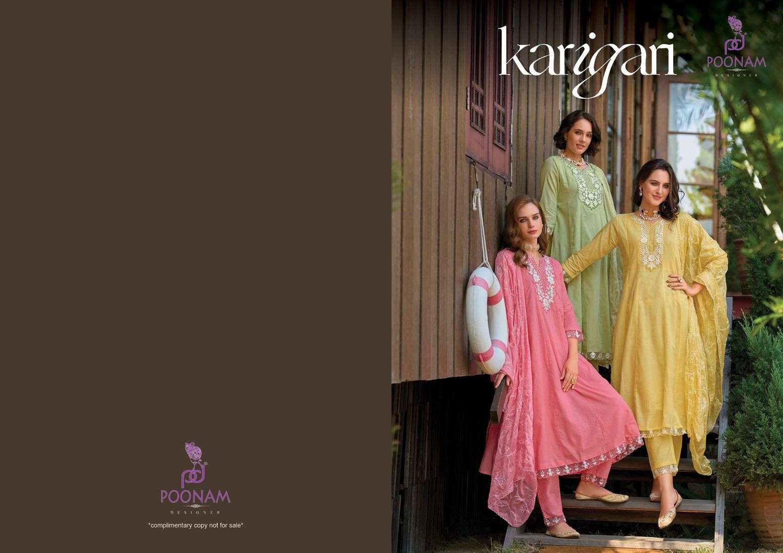 KARIGARI BY POONAM DESIGNER IN PURE COTTON JACQUARD FABRIC WITH LUCKNOWI WORK